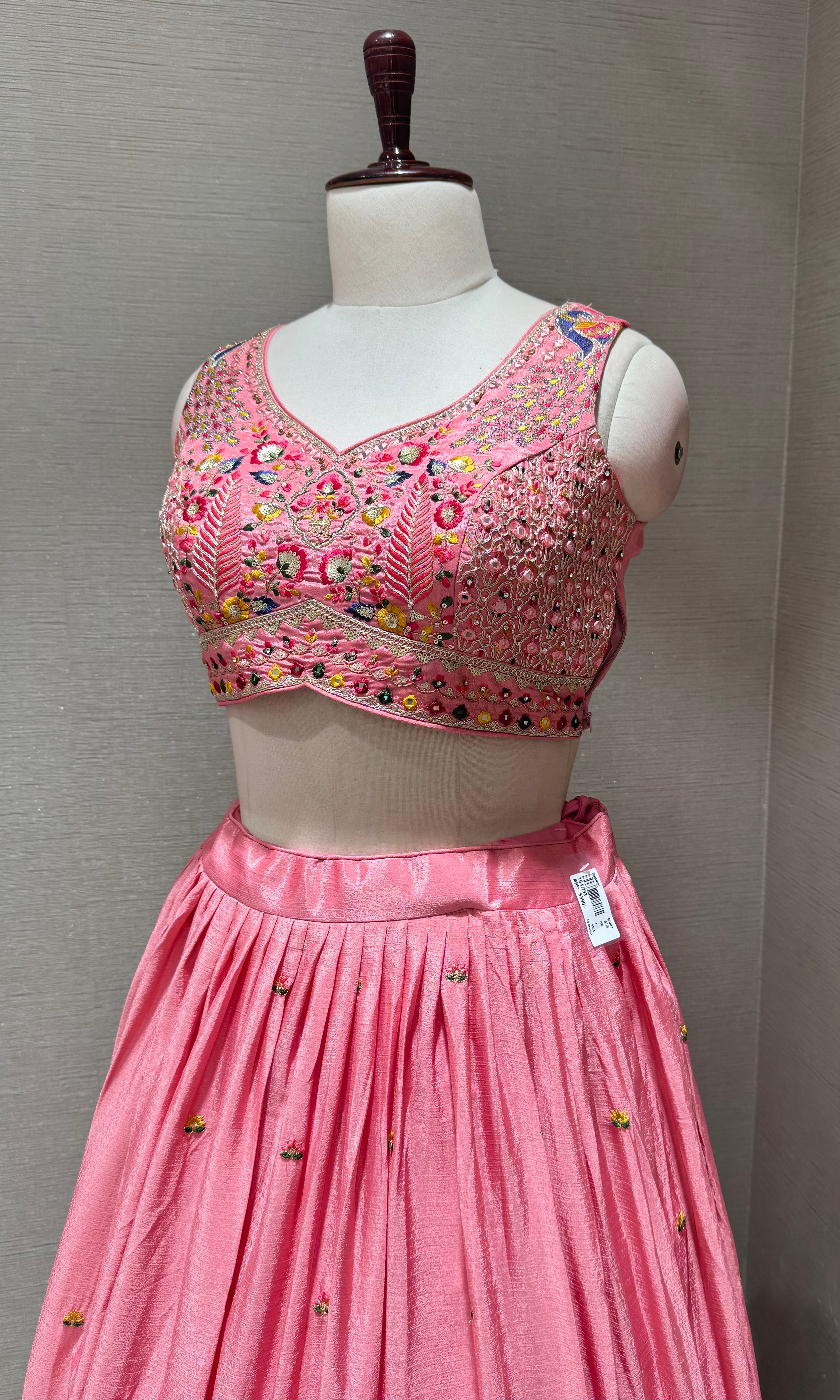 Pink Embroidered Lehenga Set