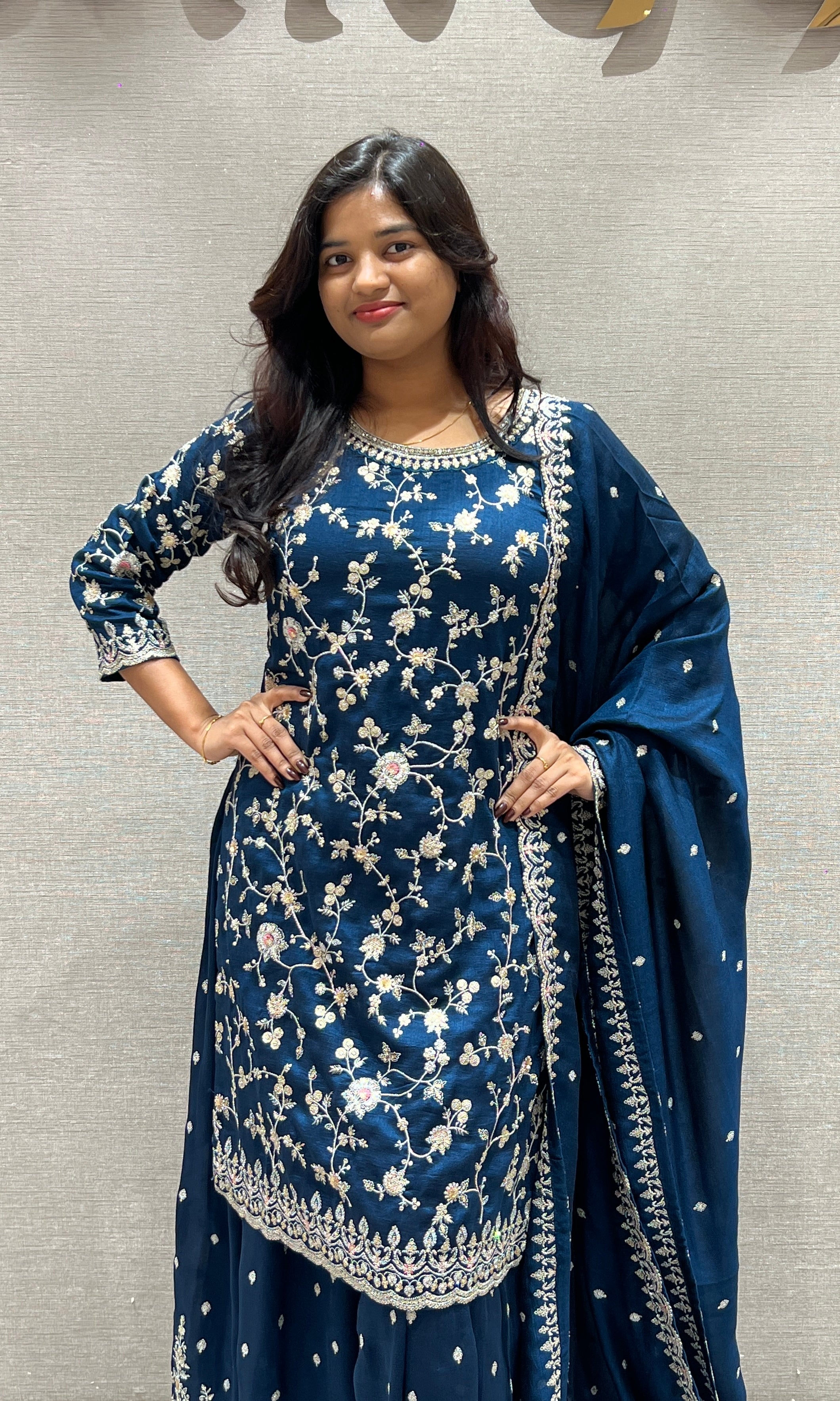 Royal Blue Elegance Sharara Set