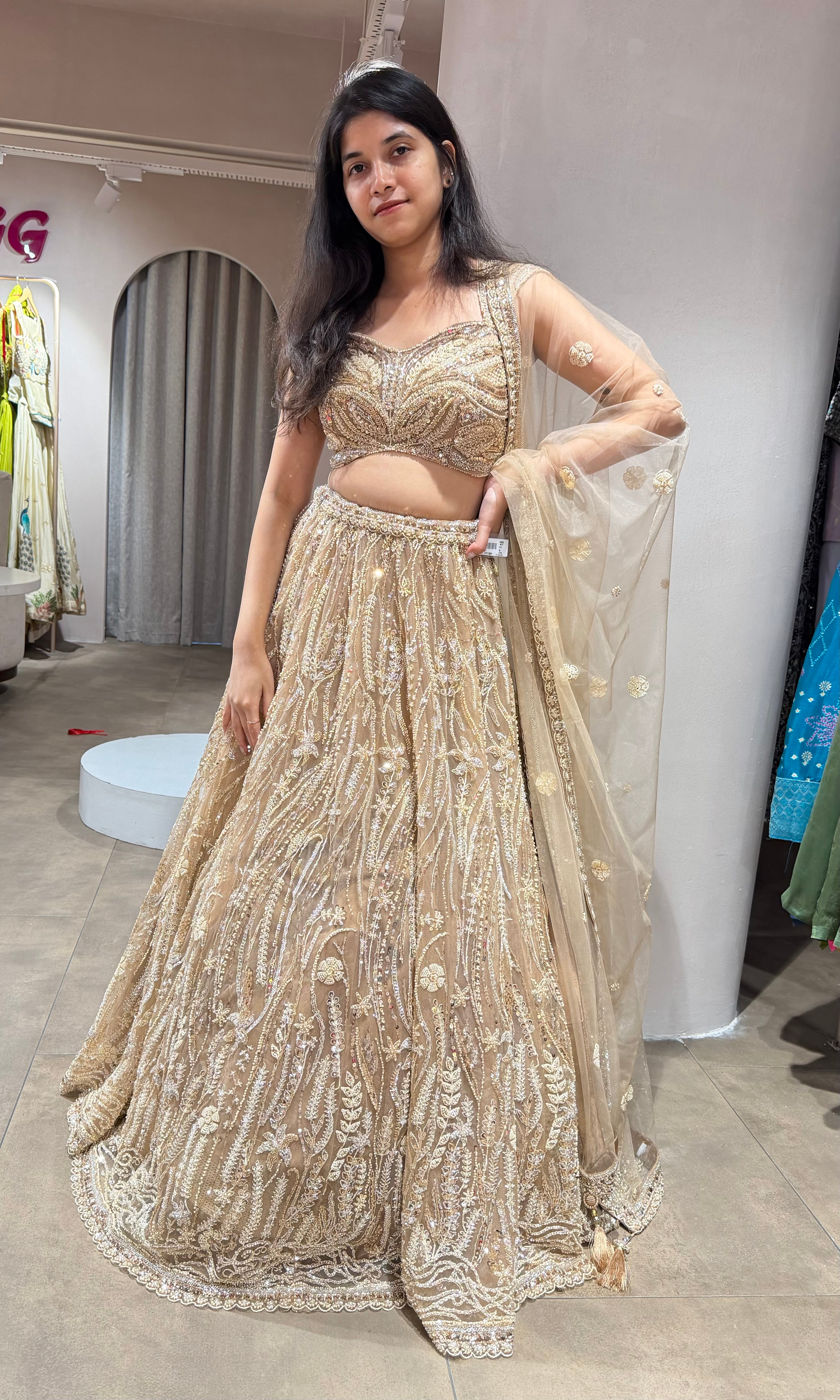 Gold EMBROIDERED Lehenga WITH CORSET BLOUSE