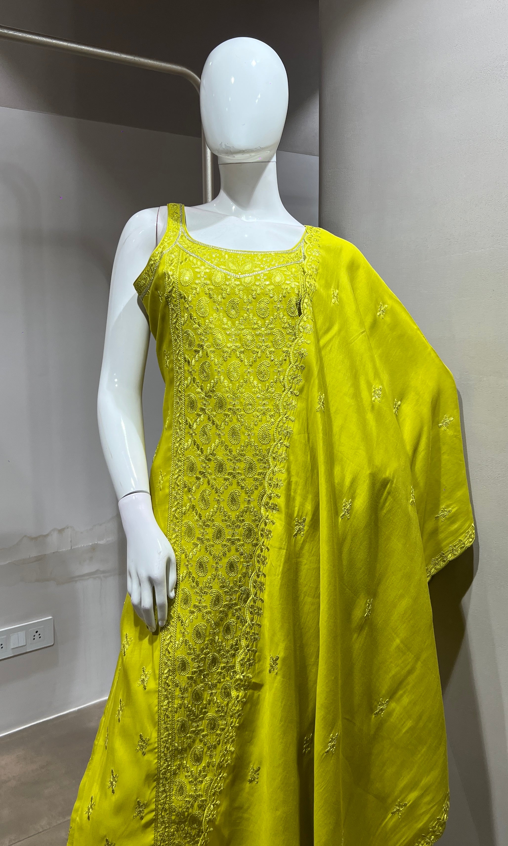 Green Georgette Straight Suit with Dupatta