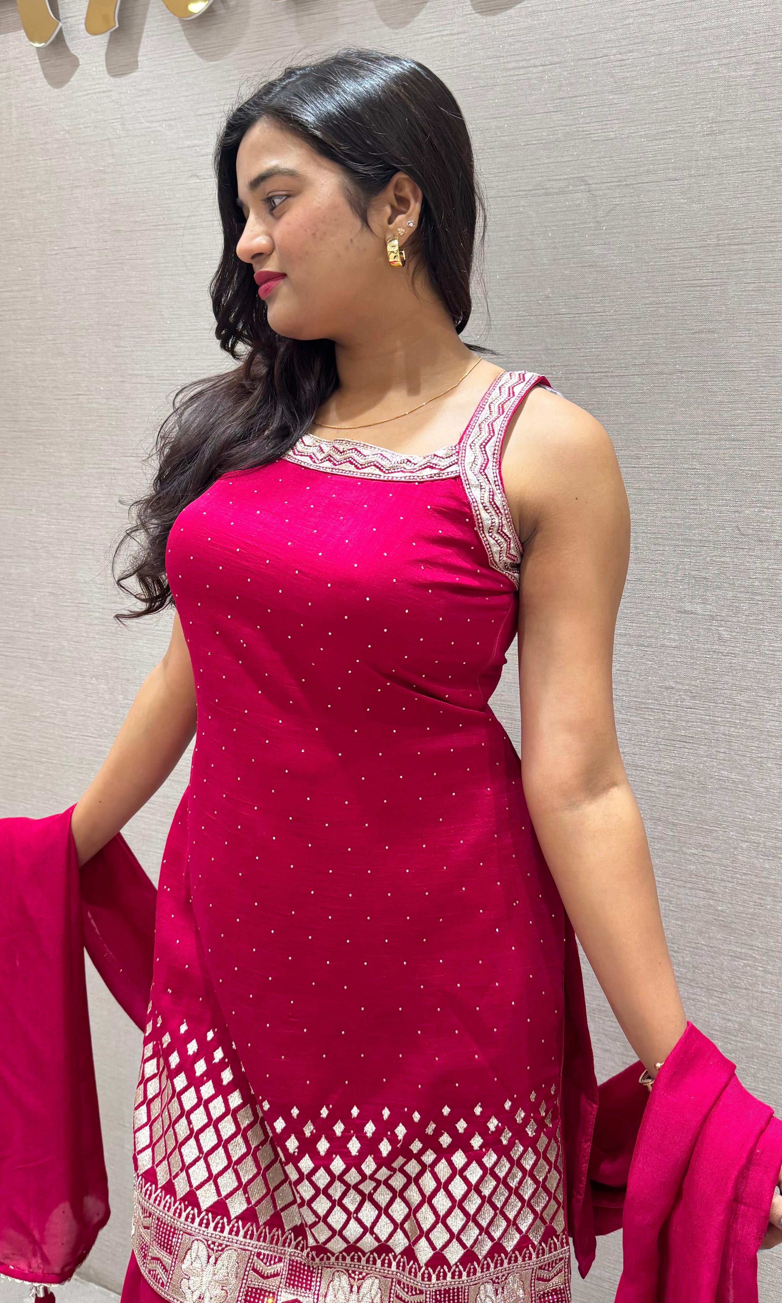 Pink EMBROIDERED SHARARA SET