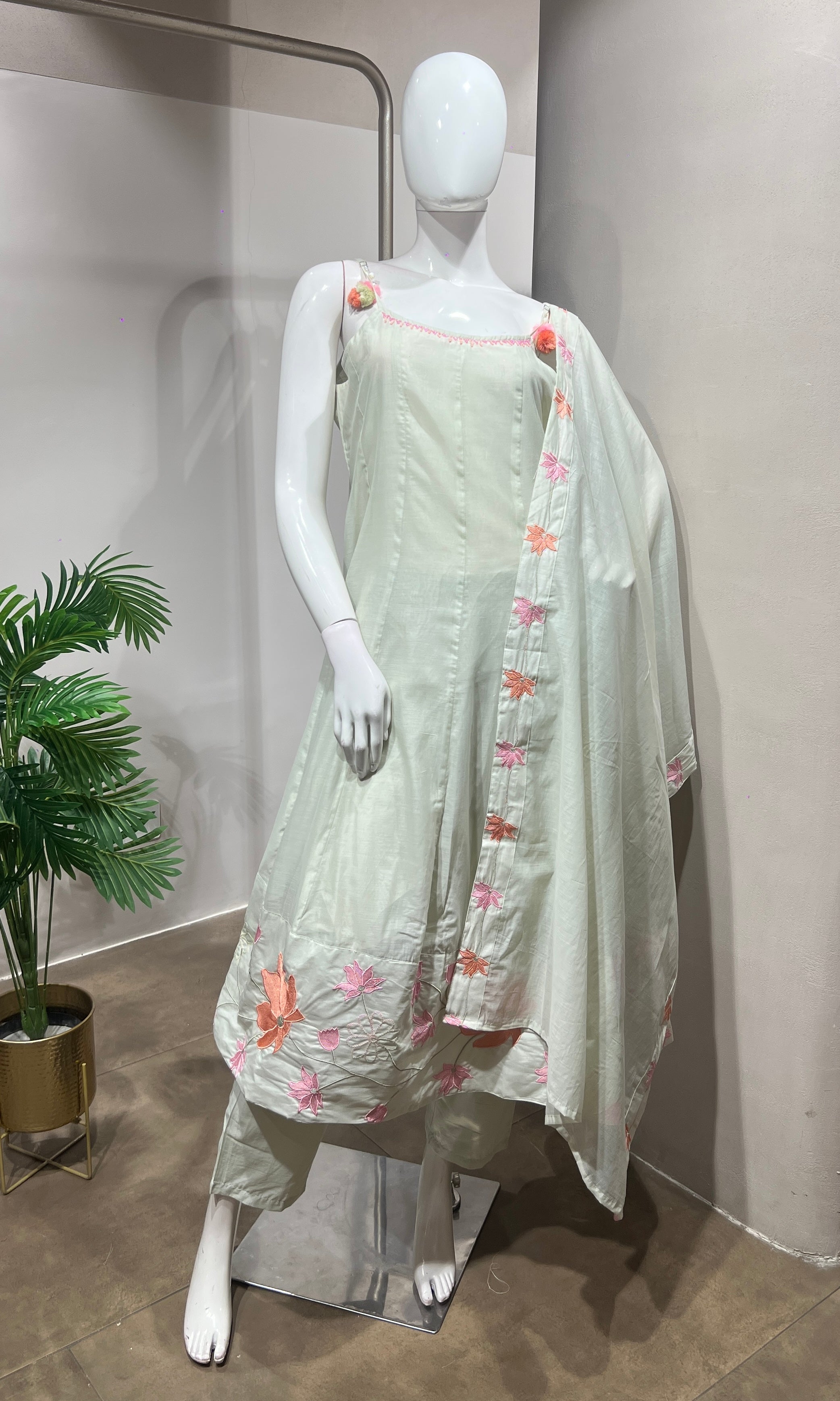 pista green tissue silk kurta set