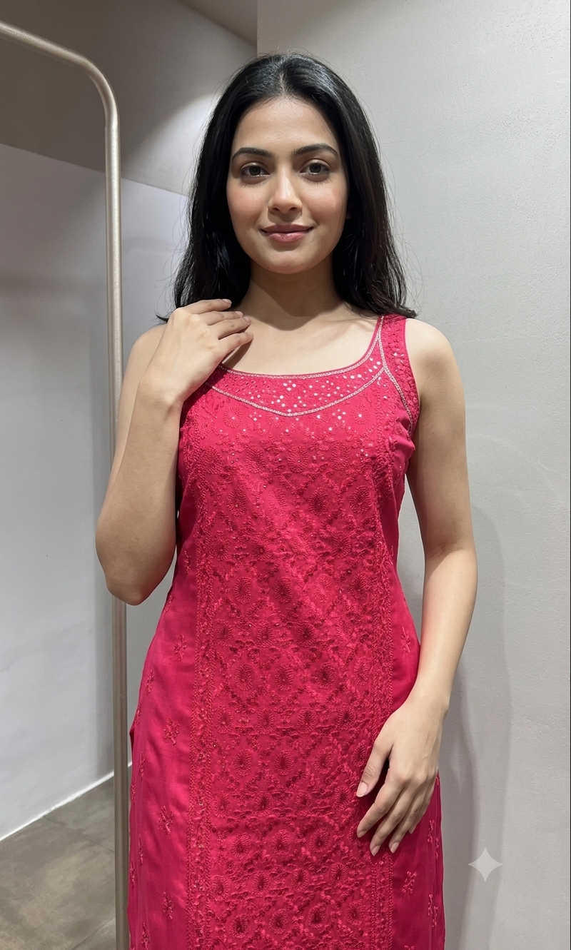 pink Georgette Straight Suit with Dupatta