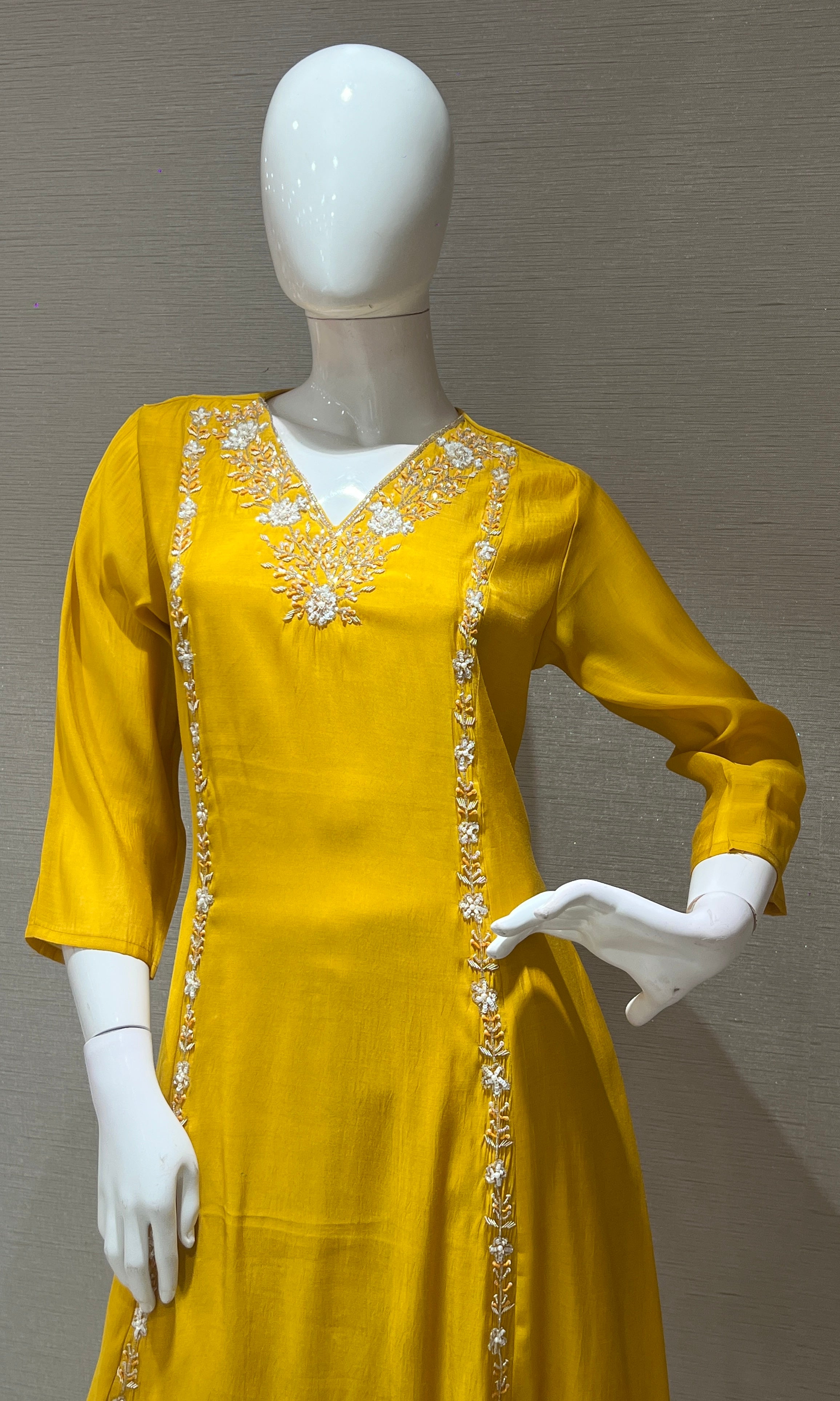 Mustard yellow EMBROIDERED kurta set