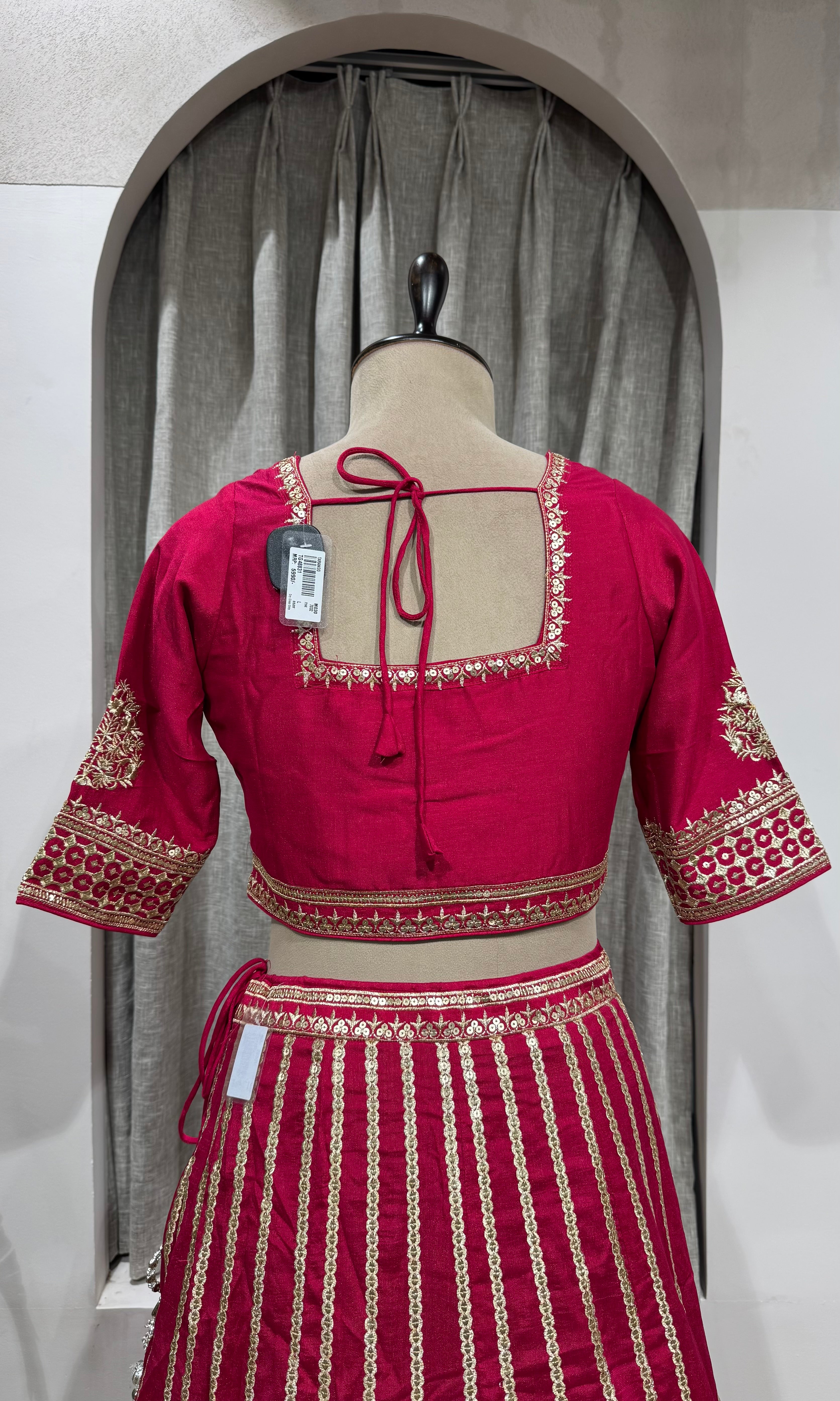 PINK Georgette Embroidery Lehenga set