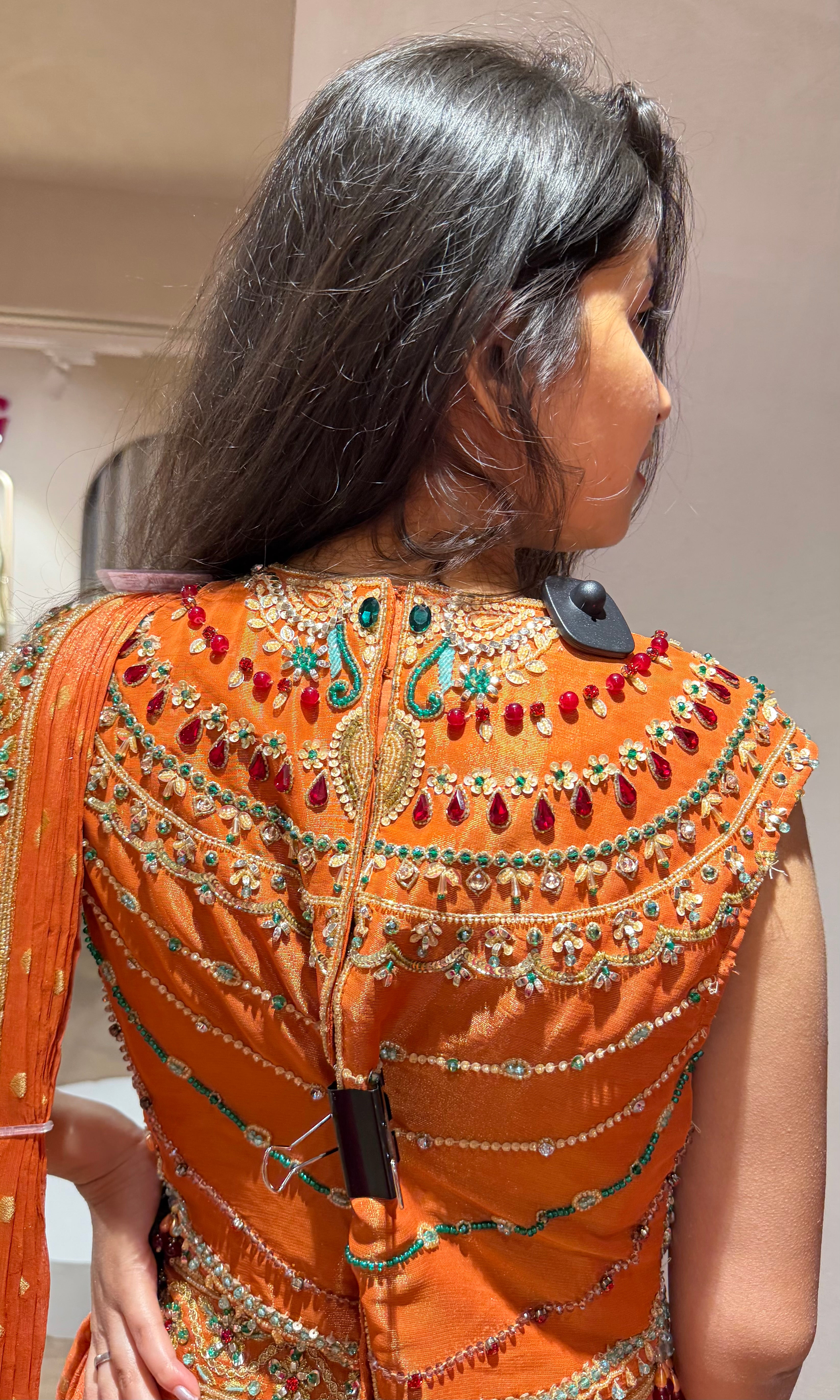 Orange INTRICATE EMBROIDERED drape saree