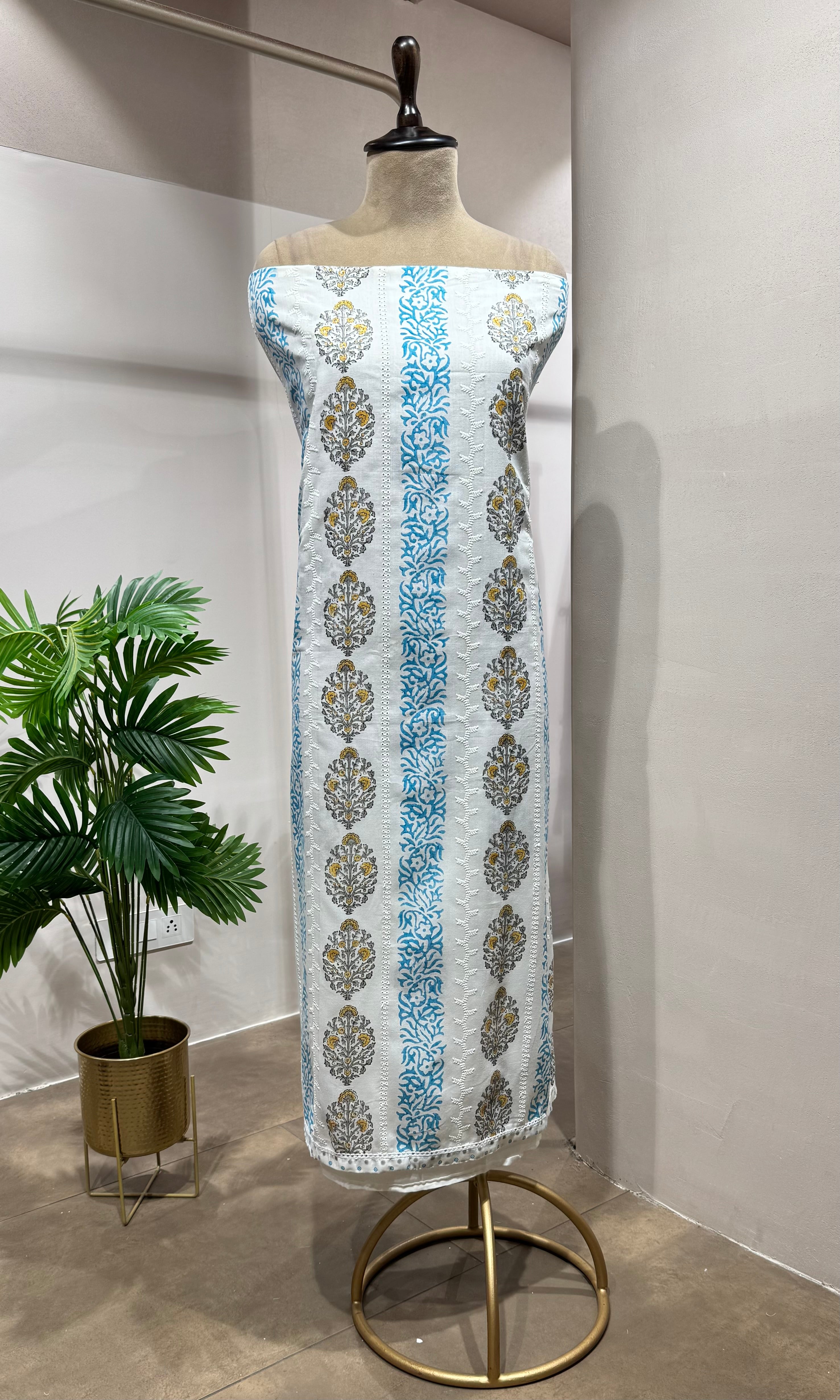 Blue Floral Printed DRESS MATERIAL