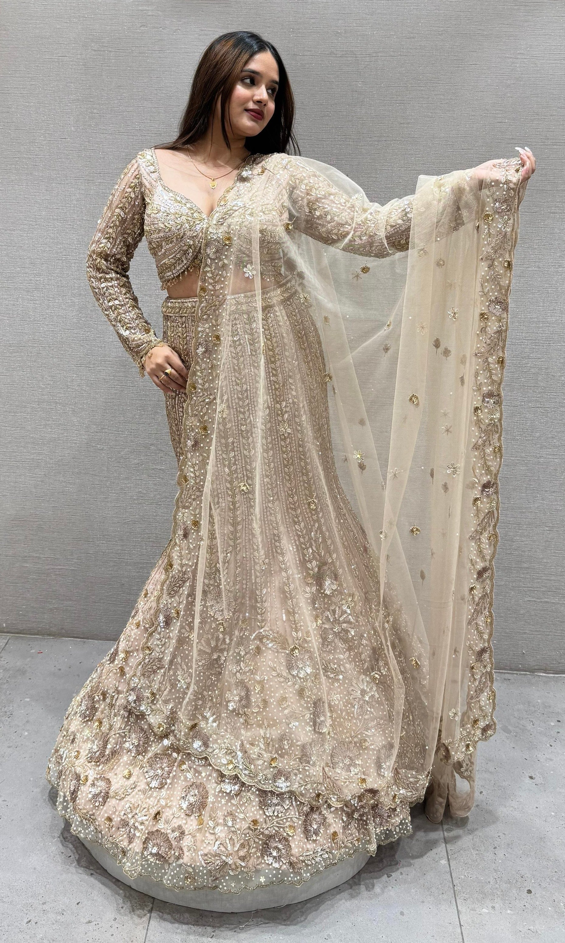 GOLD CRYSTAL EMBROIDERED LEHENGA