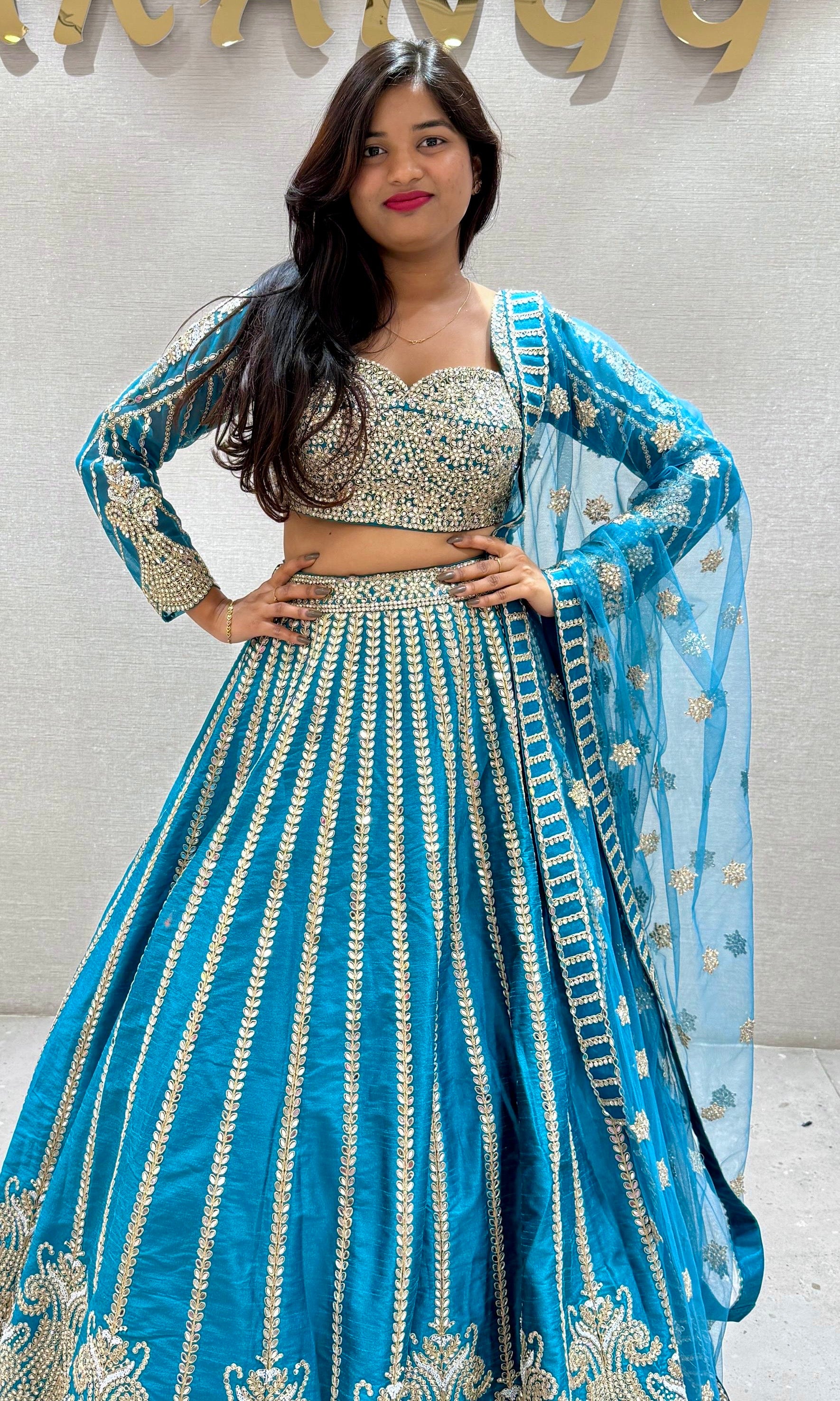 Peacock blue Lehenga
