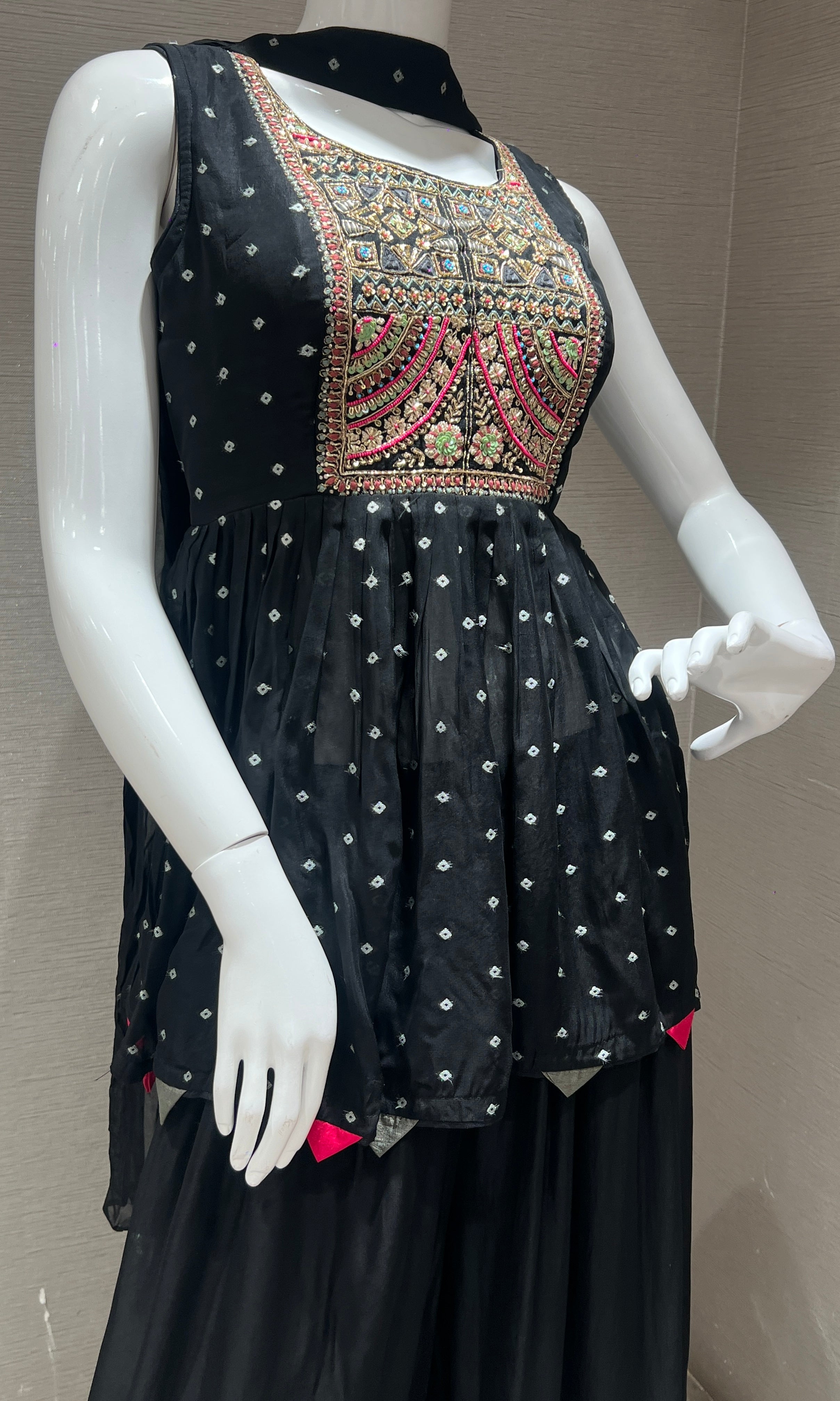 Black embroidered palazoo