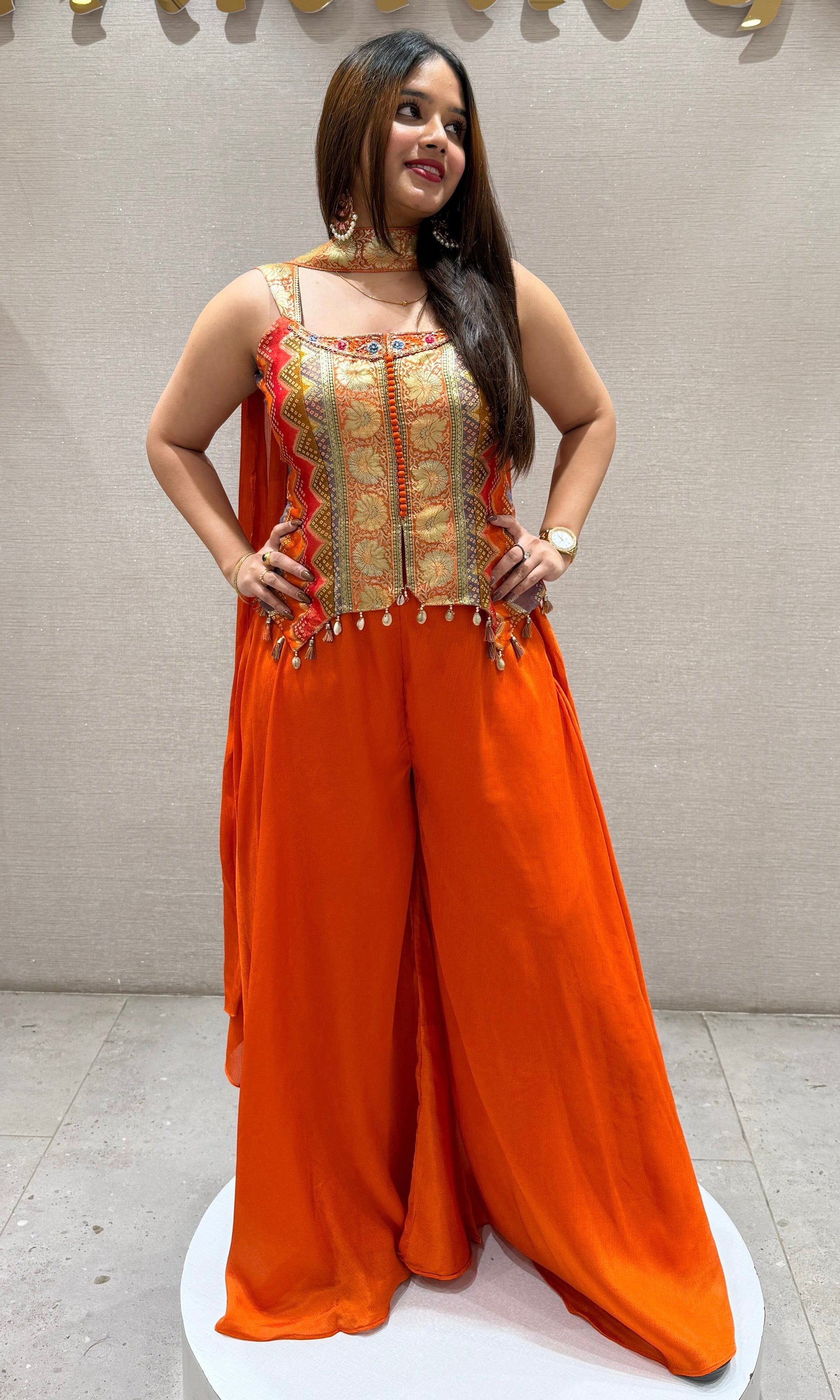 Orange Palazzo set with designer top