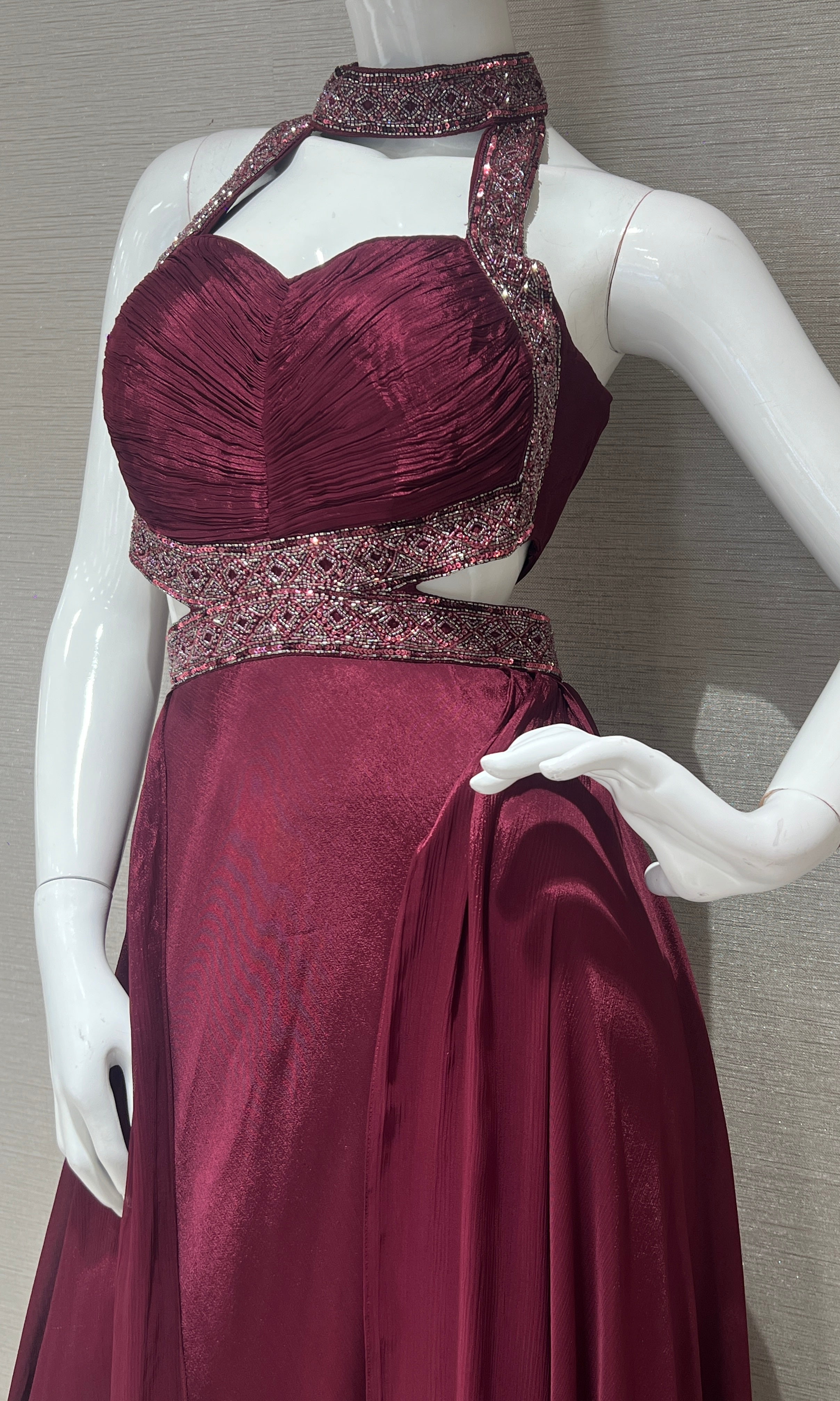 Wine long dress