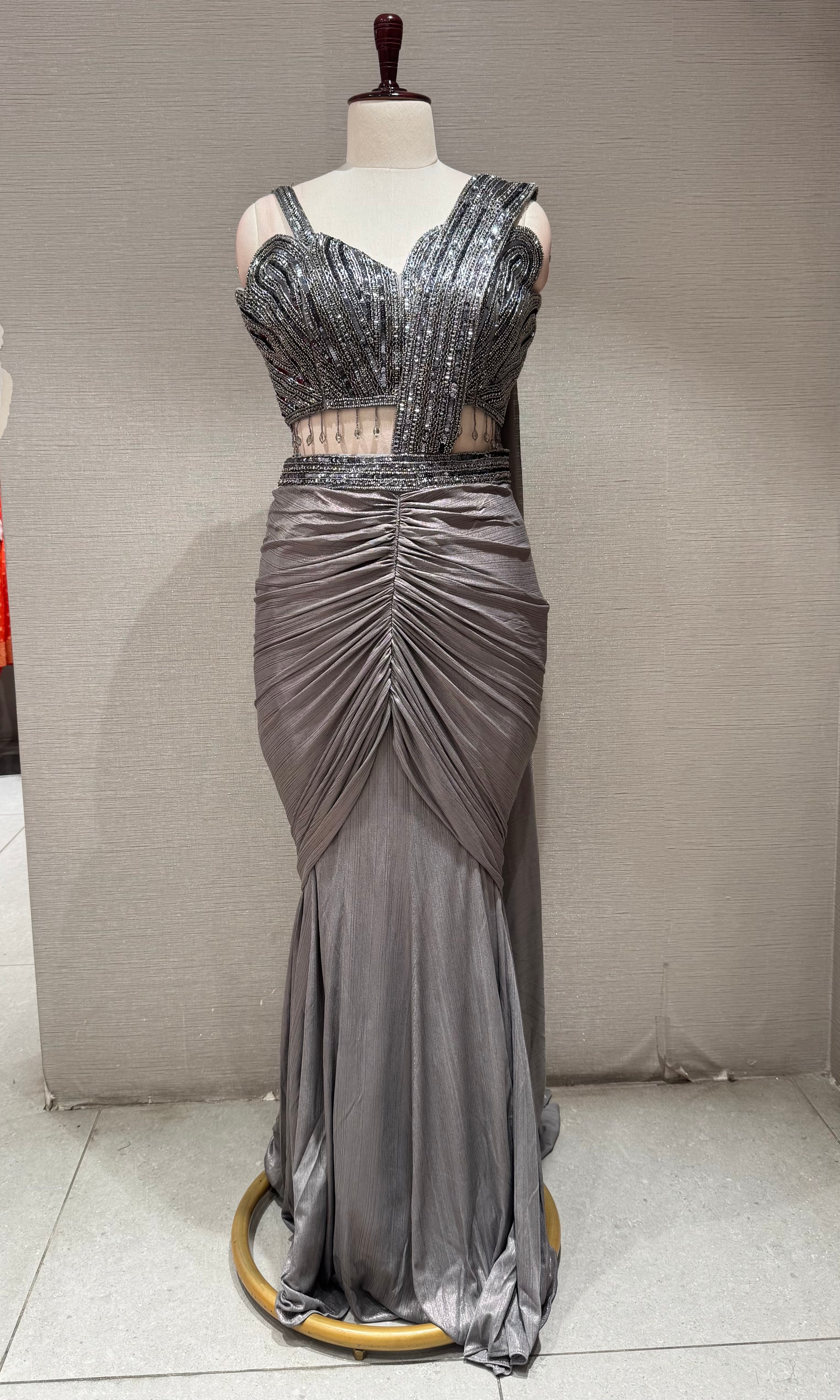 Grey Silver Sequin Sweetheart skirt with