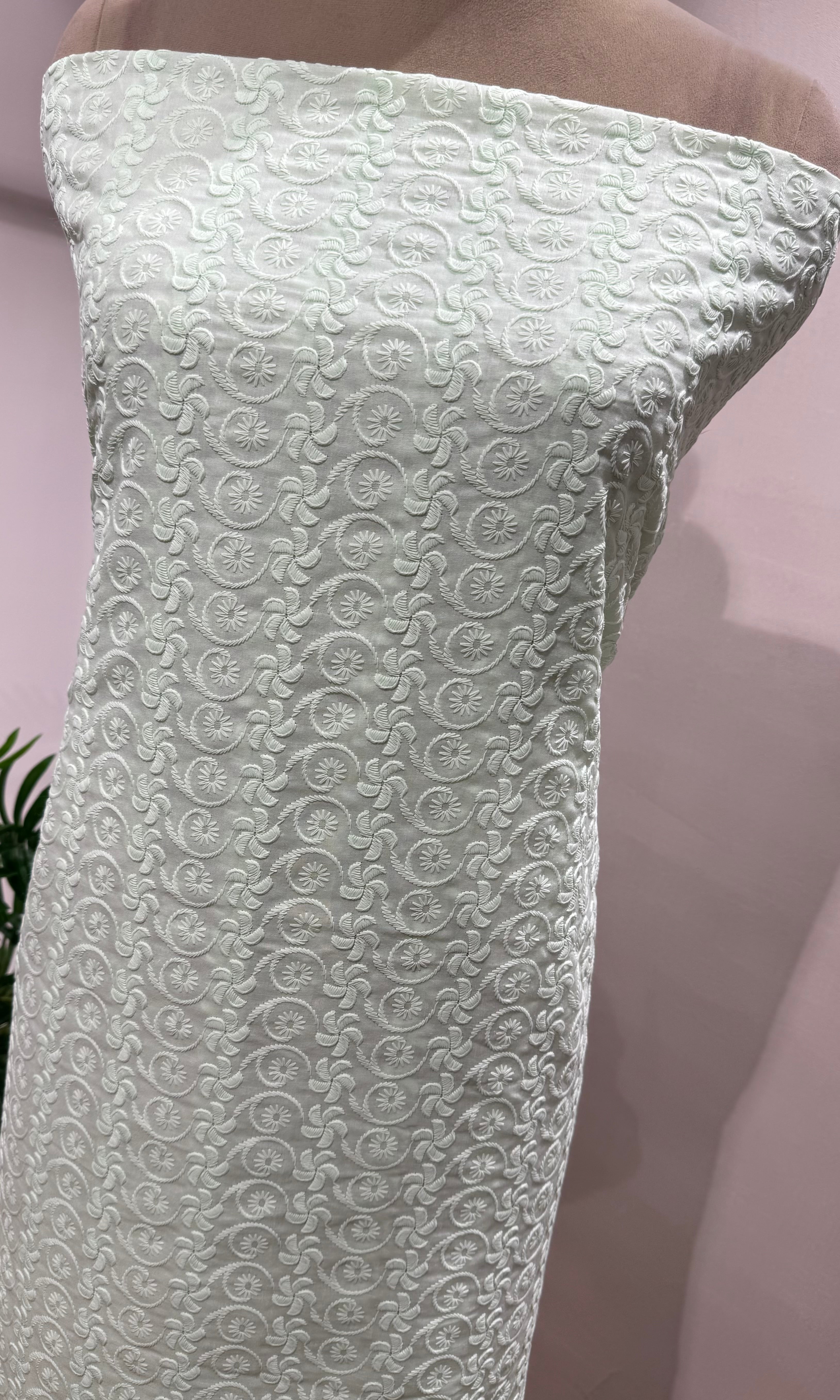 GREEN CHIKANKARI DRESS MATERIAL
