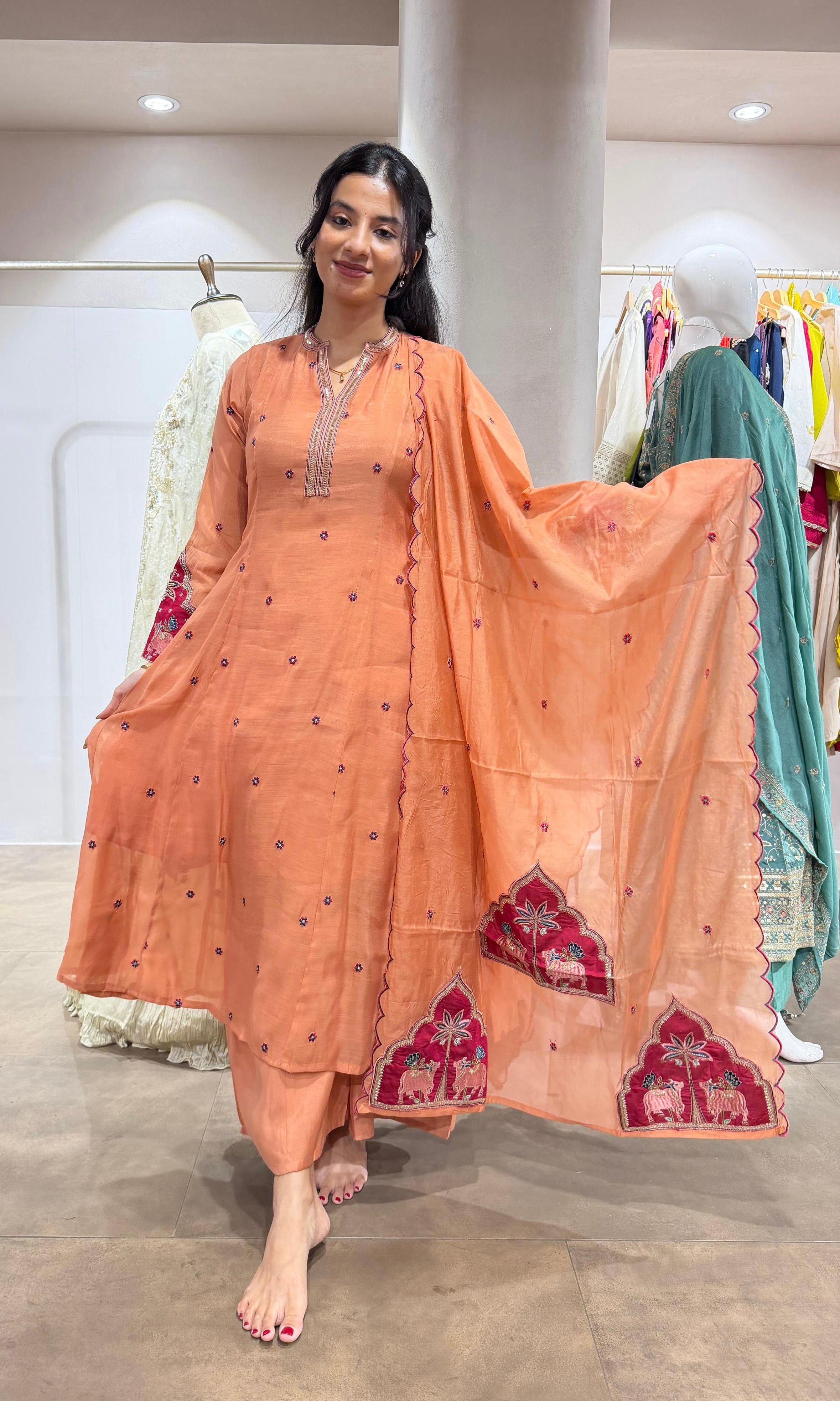 Peach Orchid Ensemble kurta set