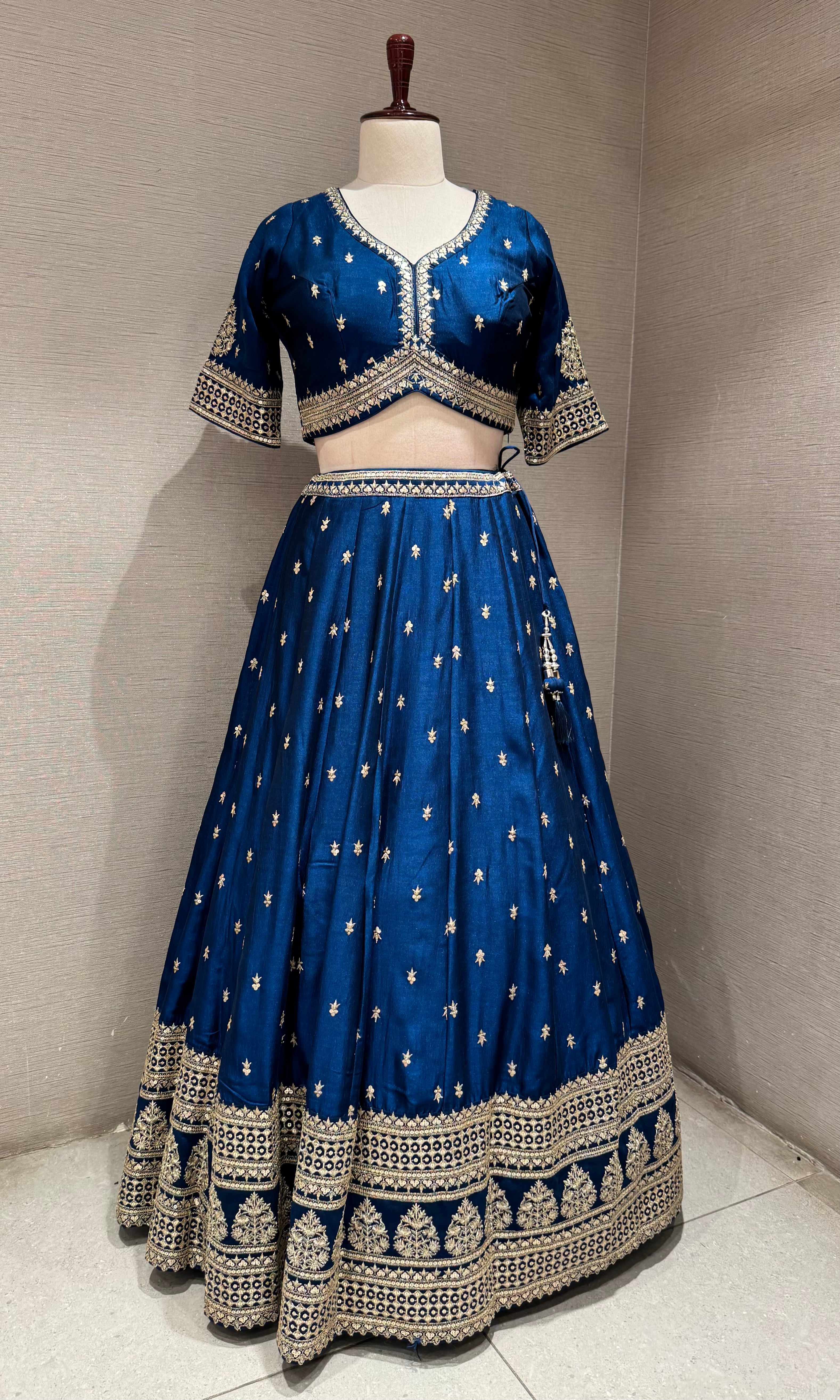 Blue Zari Embroidered Lehenga Choli