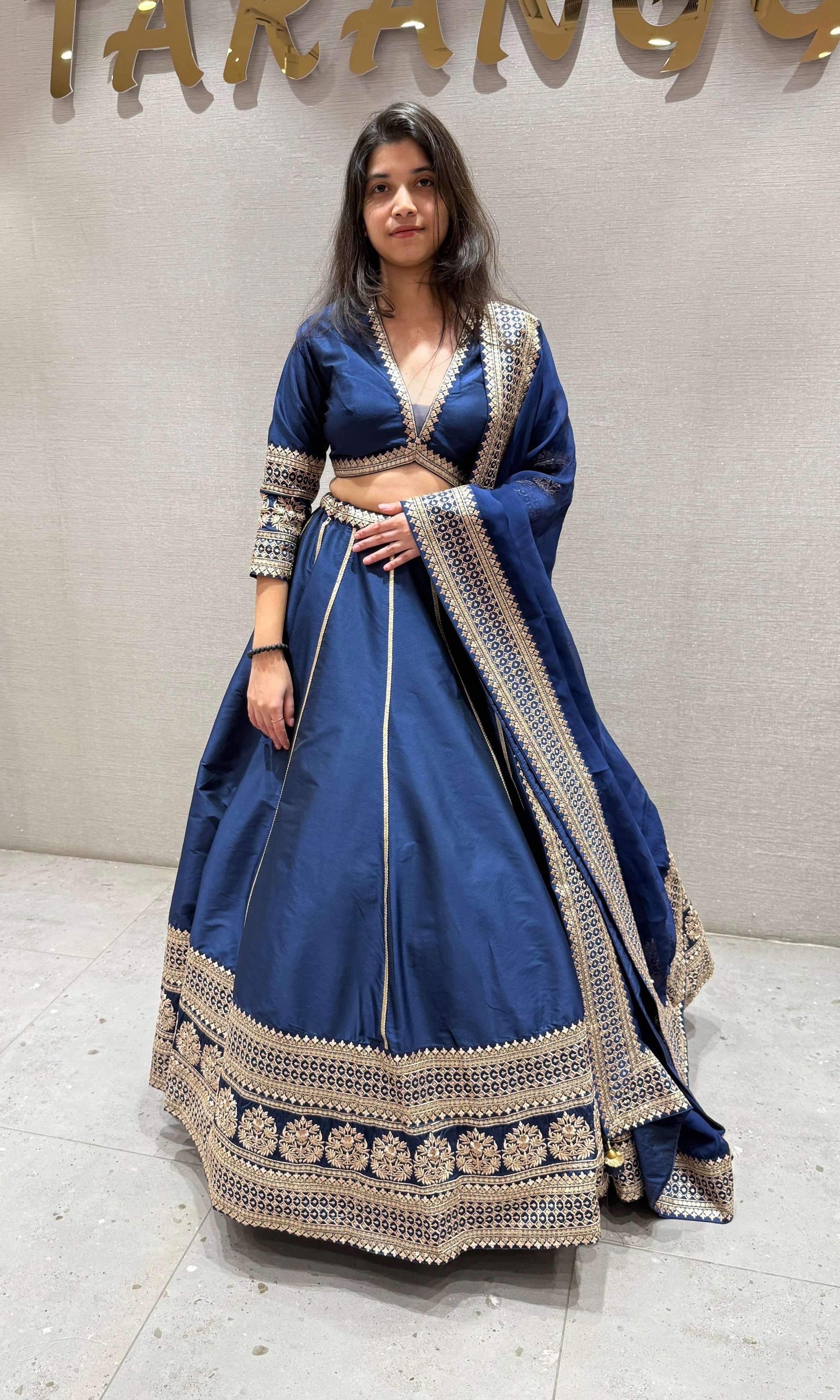 ROYAL BLUE RAW SILK LEHENGA