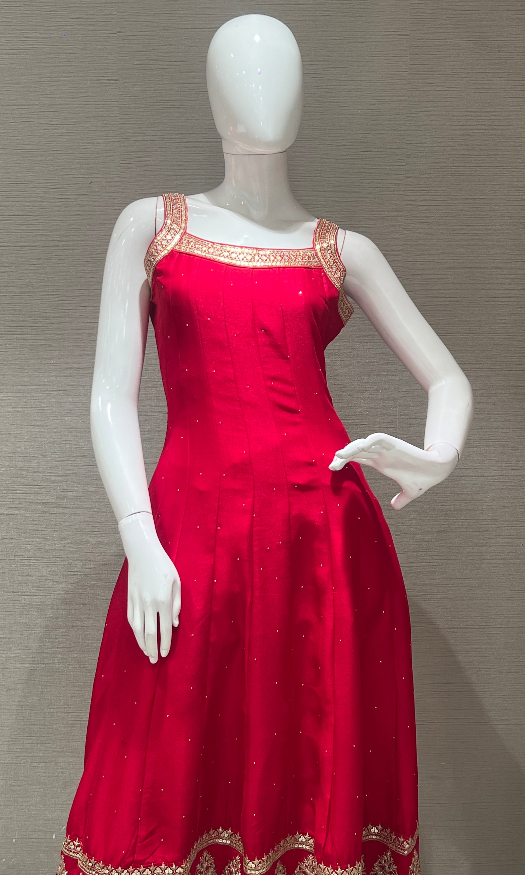 Rani pink anarkali set with gold embroidery