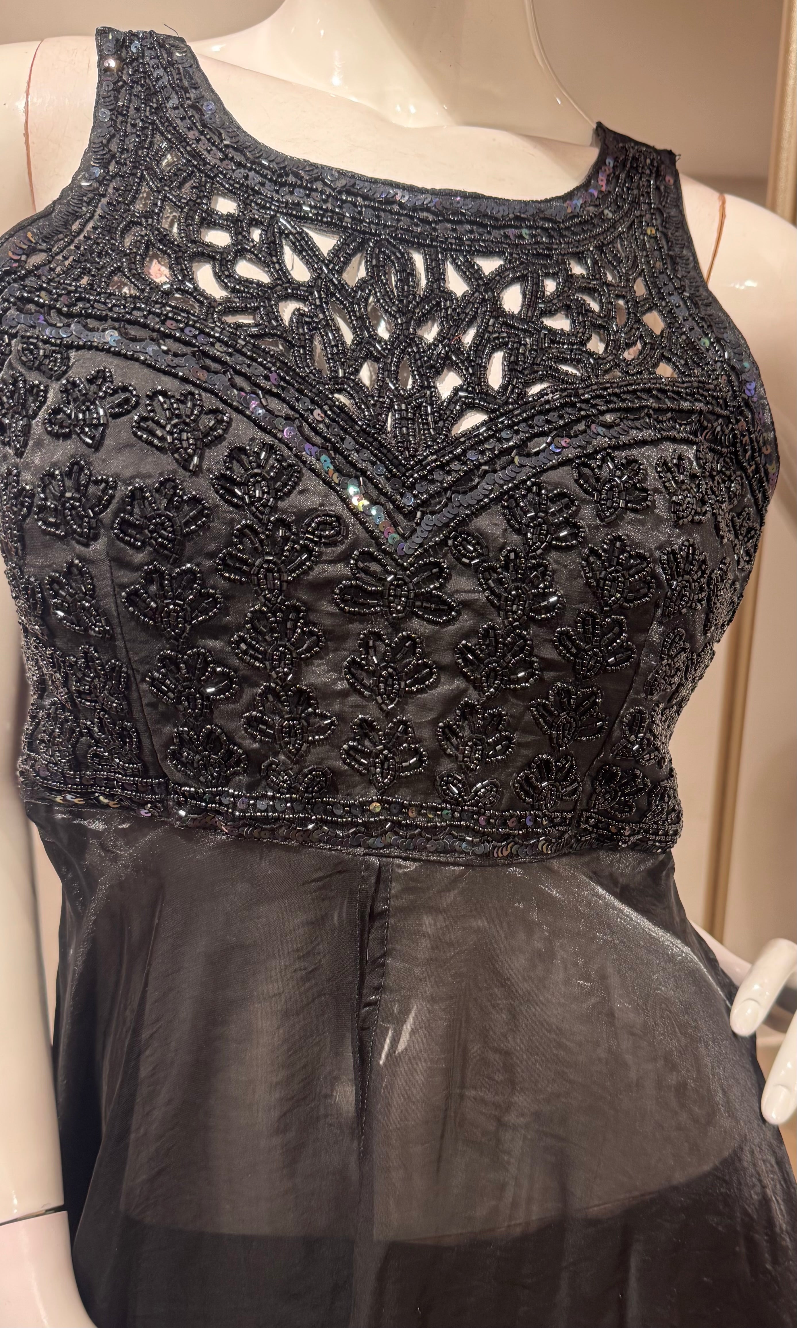 Black Front slit Georgette Palazzo Set