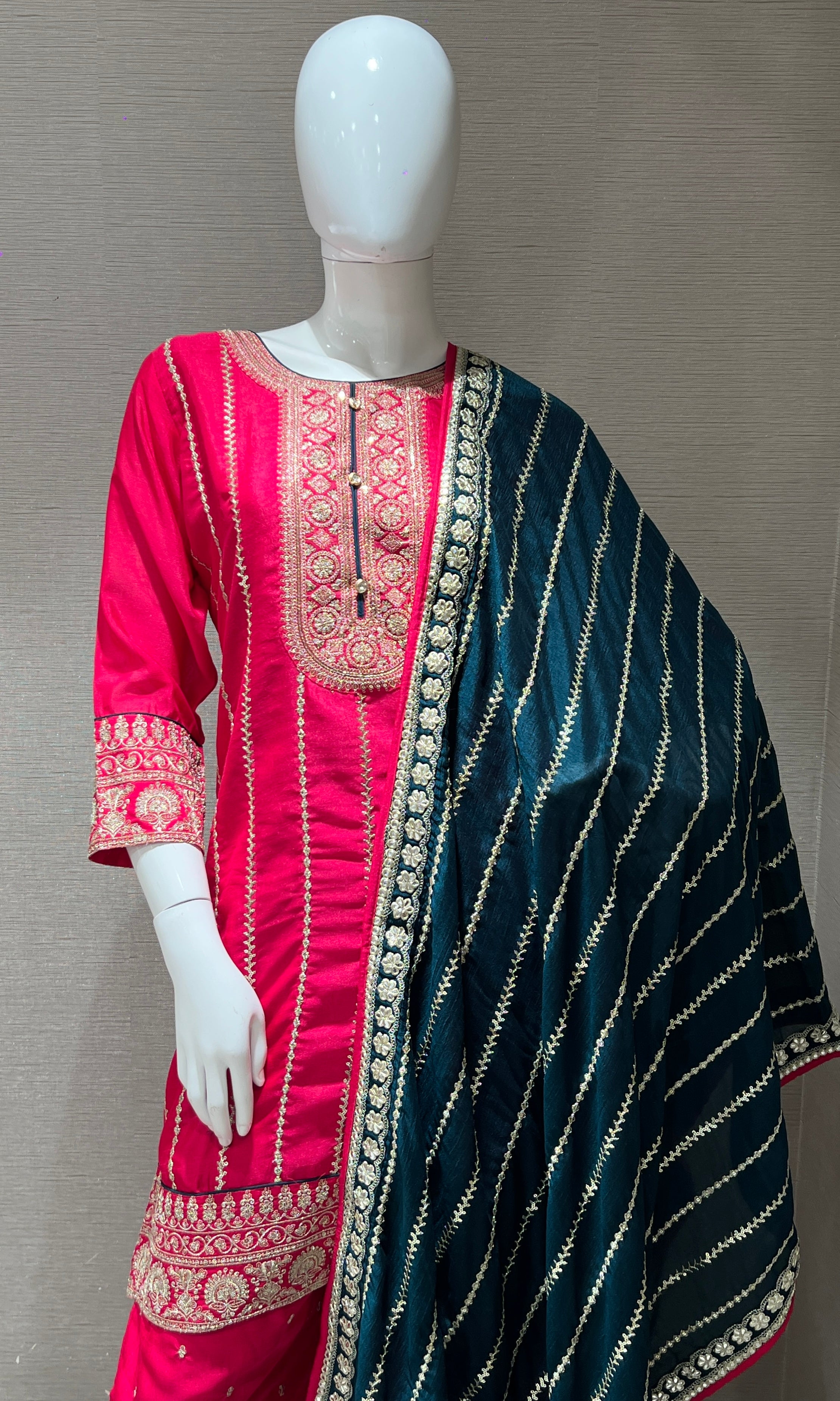 Pink Sharara Set with Contrast Dupatta