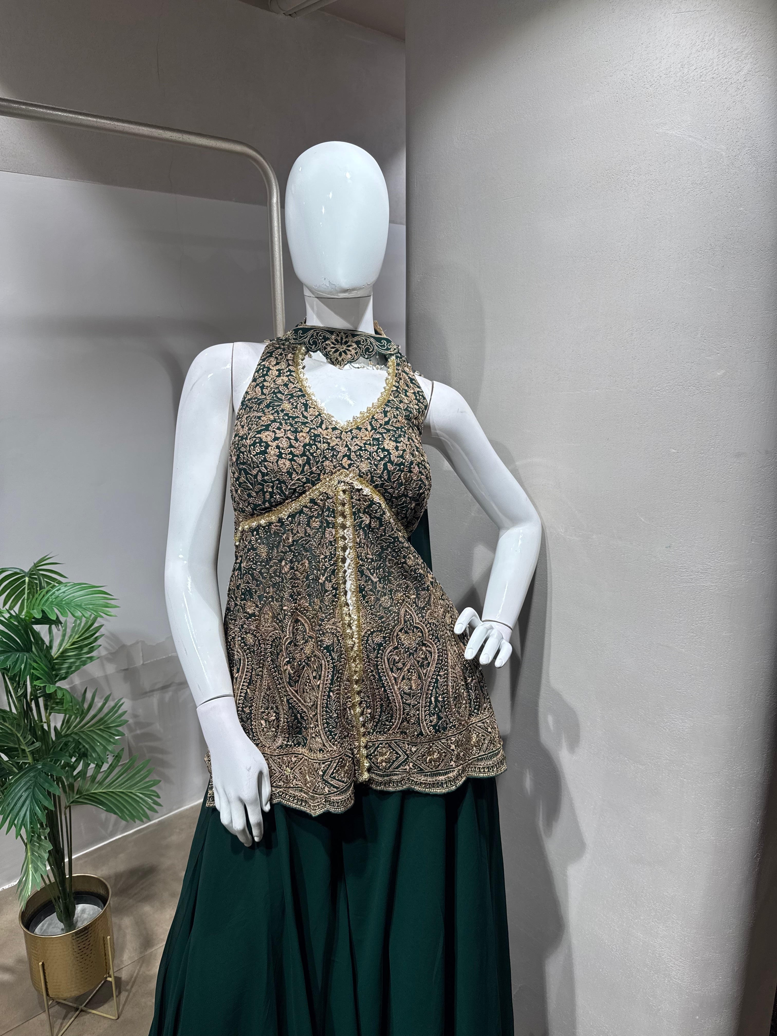 green Golden Glow Palazzo Set