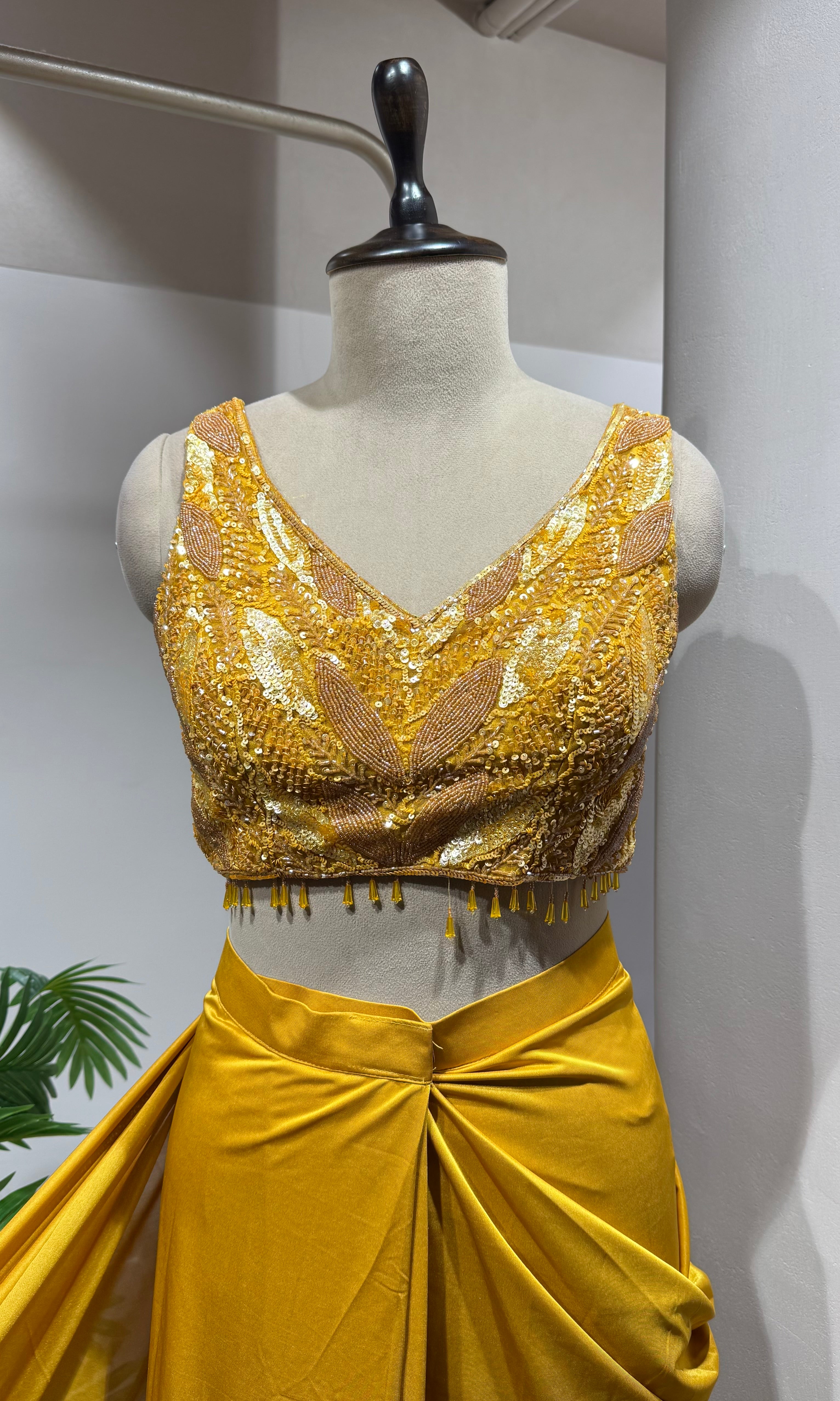 Mustard Magic Pre-Draped Festive Saree
