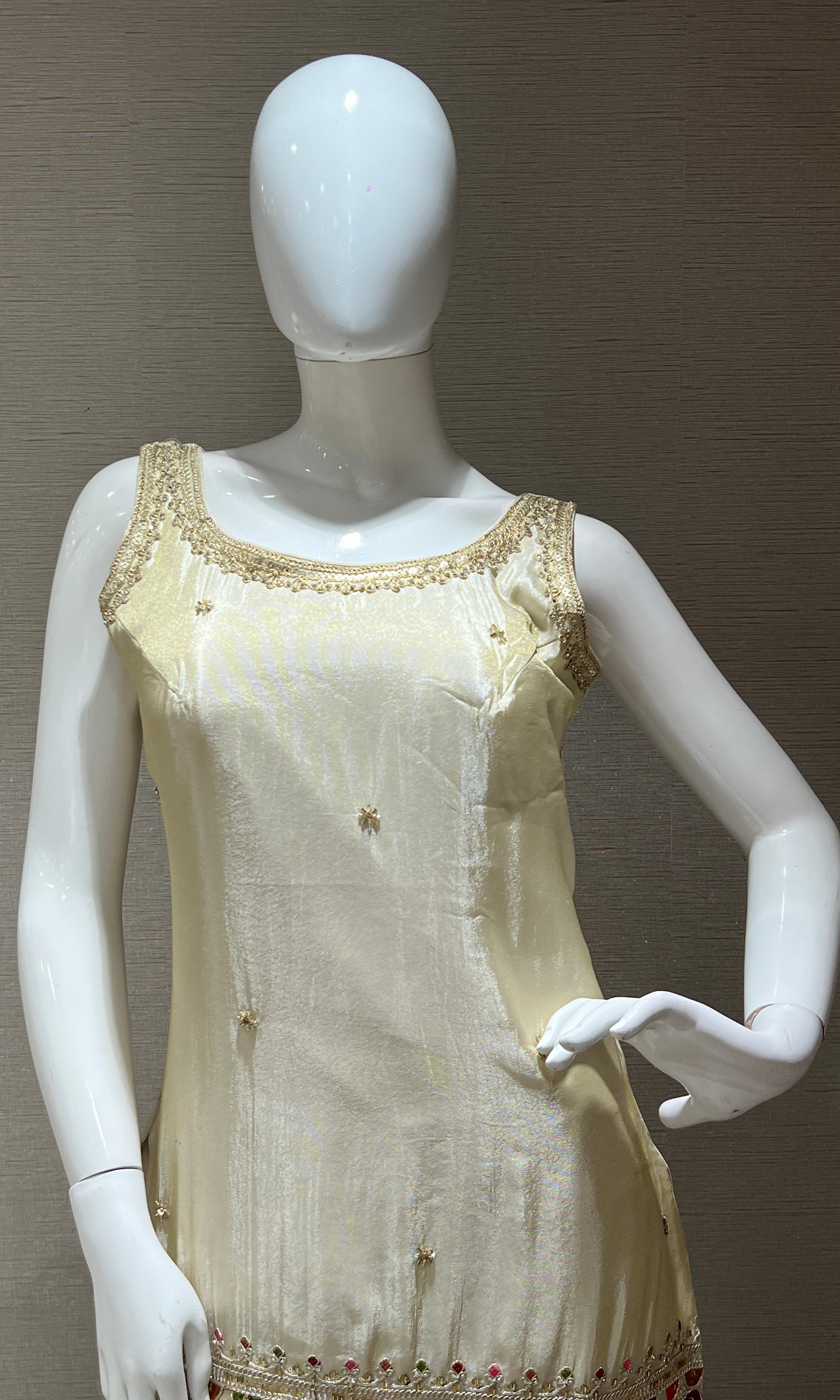 Ivory white shimmer tissue palazzo