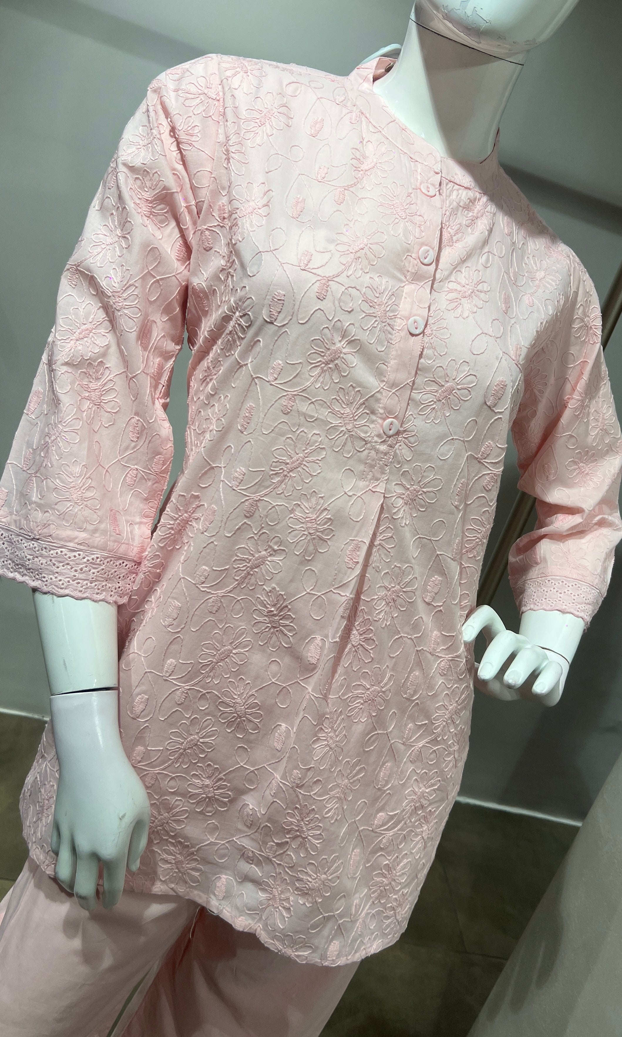 Baby pink Cotton Ethnic Co-ord Set