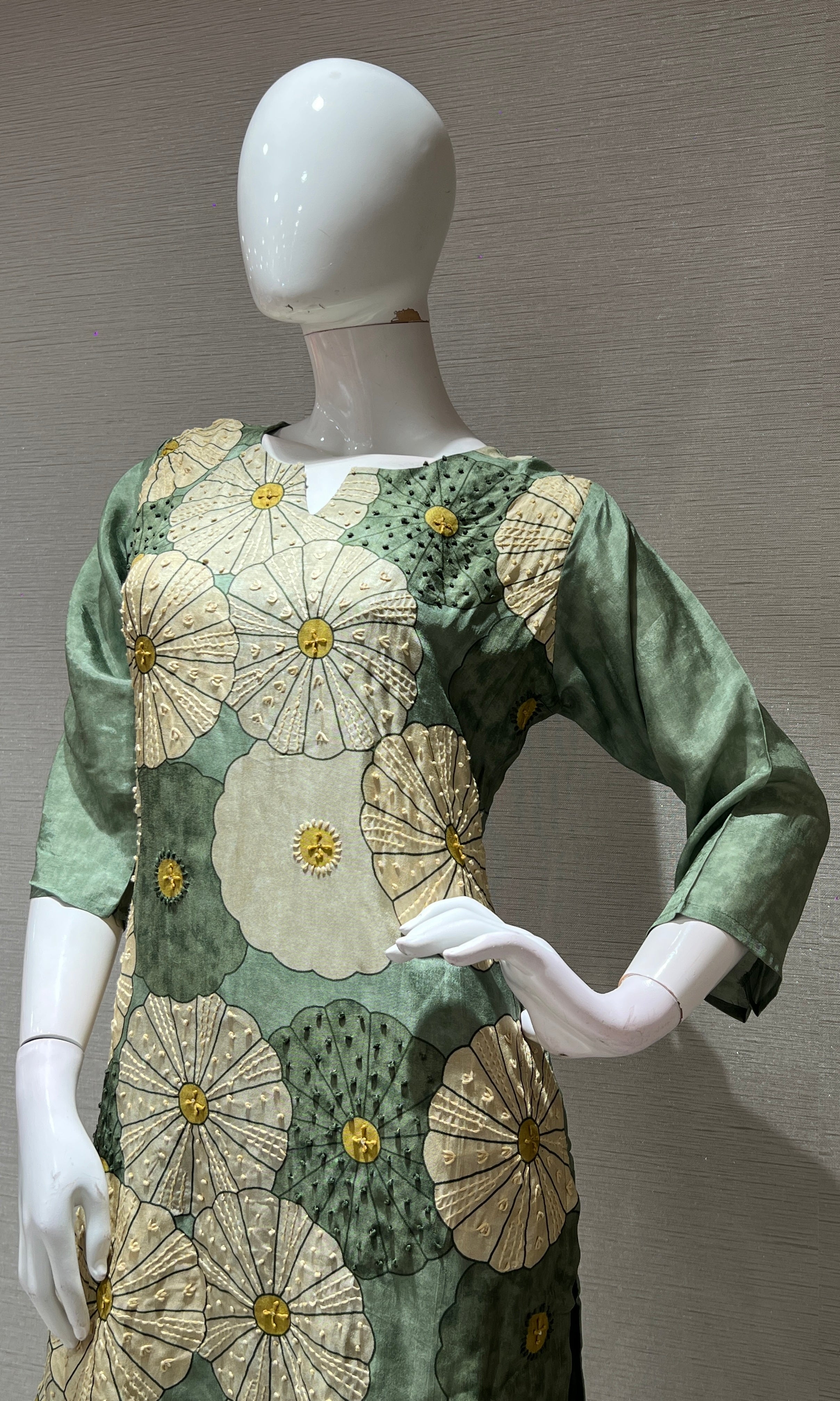 Green FLORAL kurta set