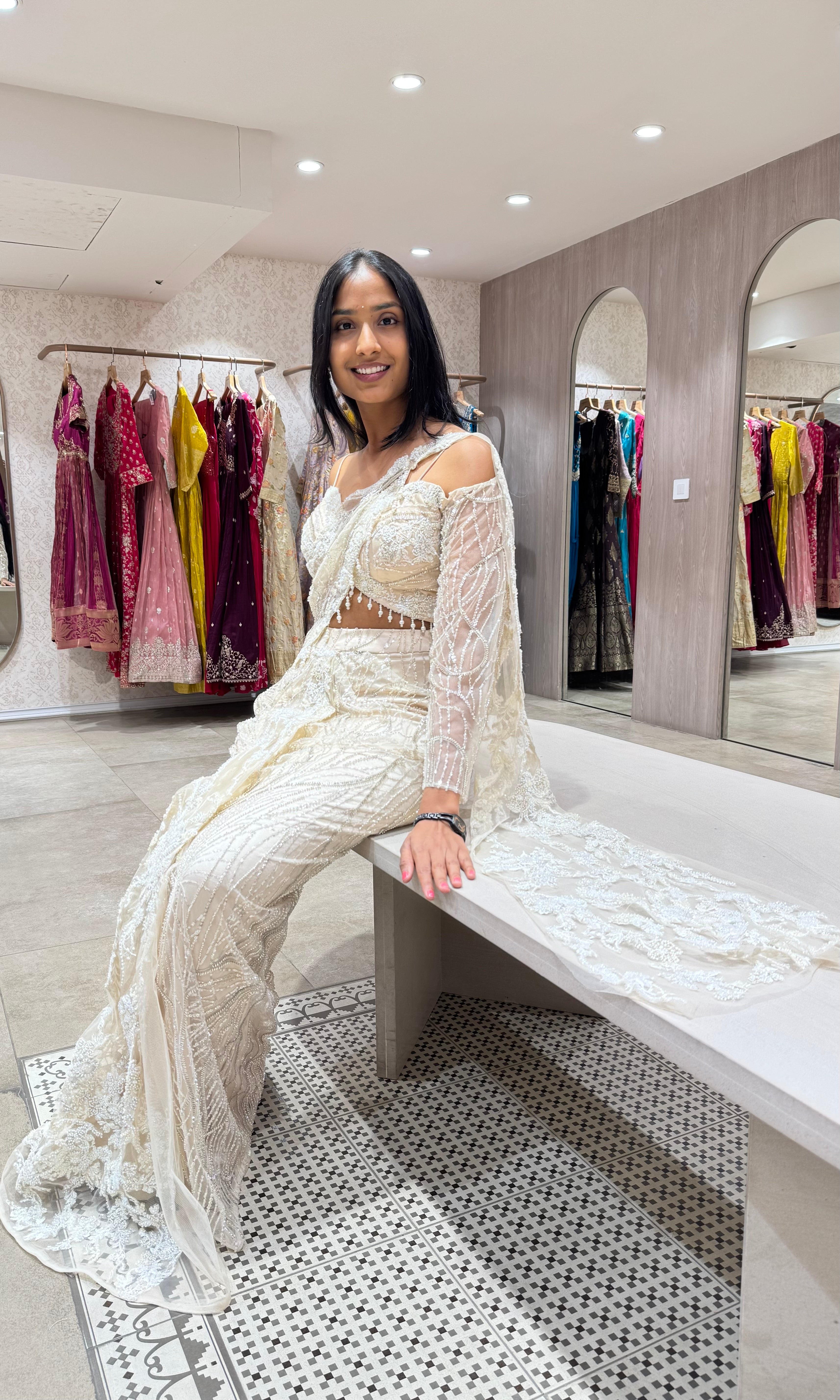 FAWN EMBELLISHED DRAPE SAREE