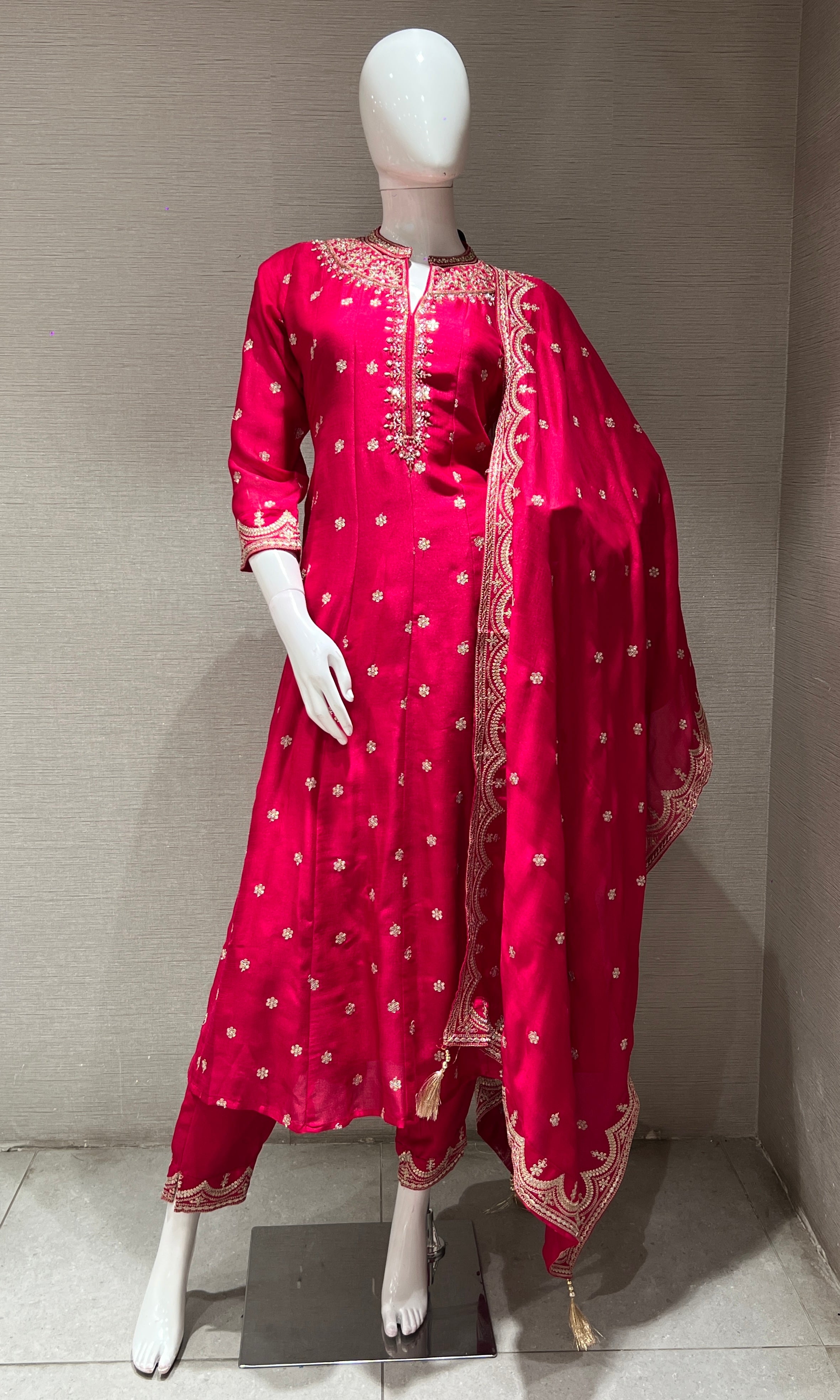 Rani pink EMBROIDERED Anarkali SET