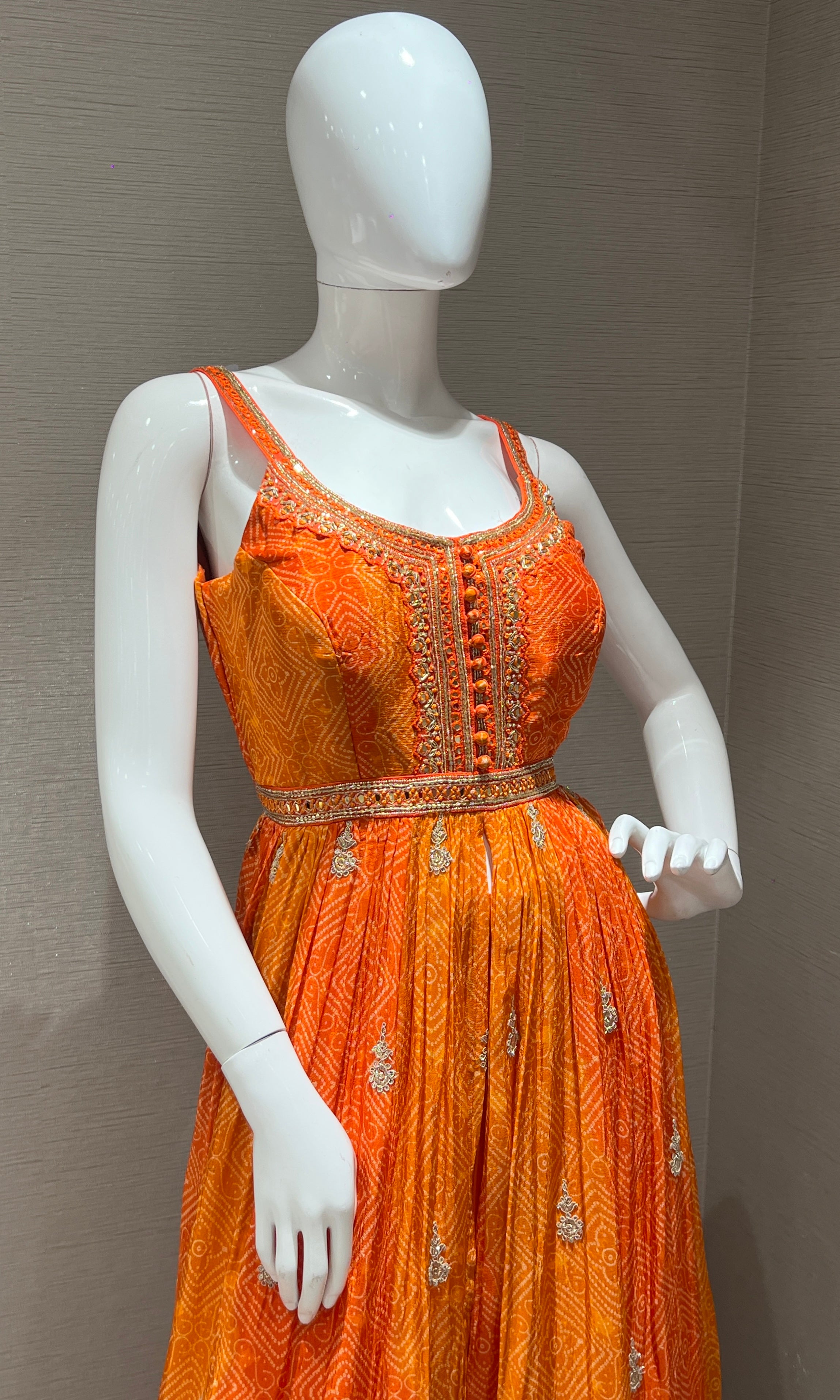 Orange front slit palazzo SET