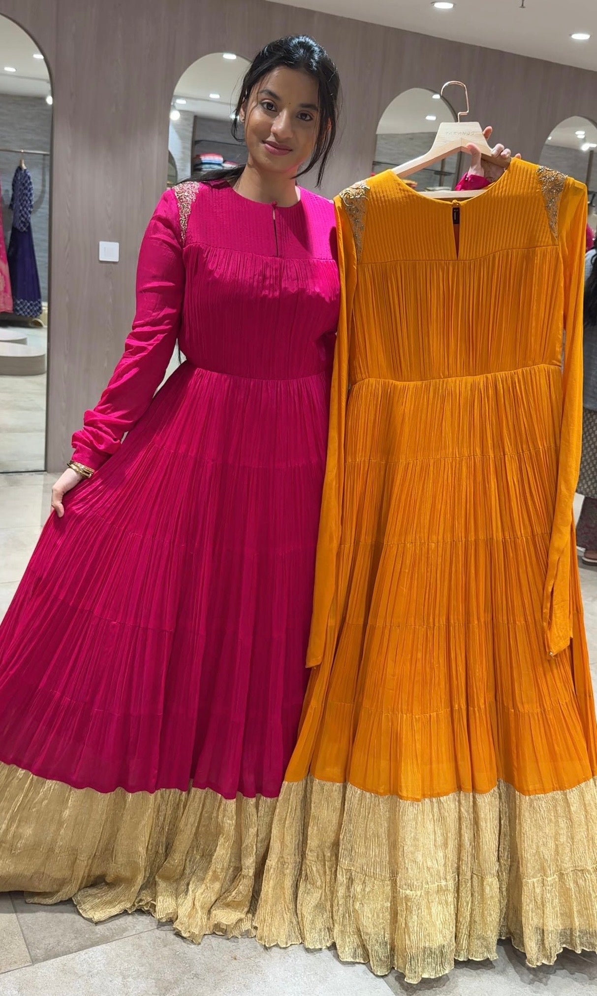 ORANGE Anarkali gown with gold border