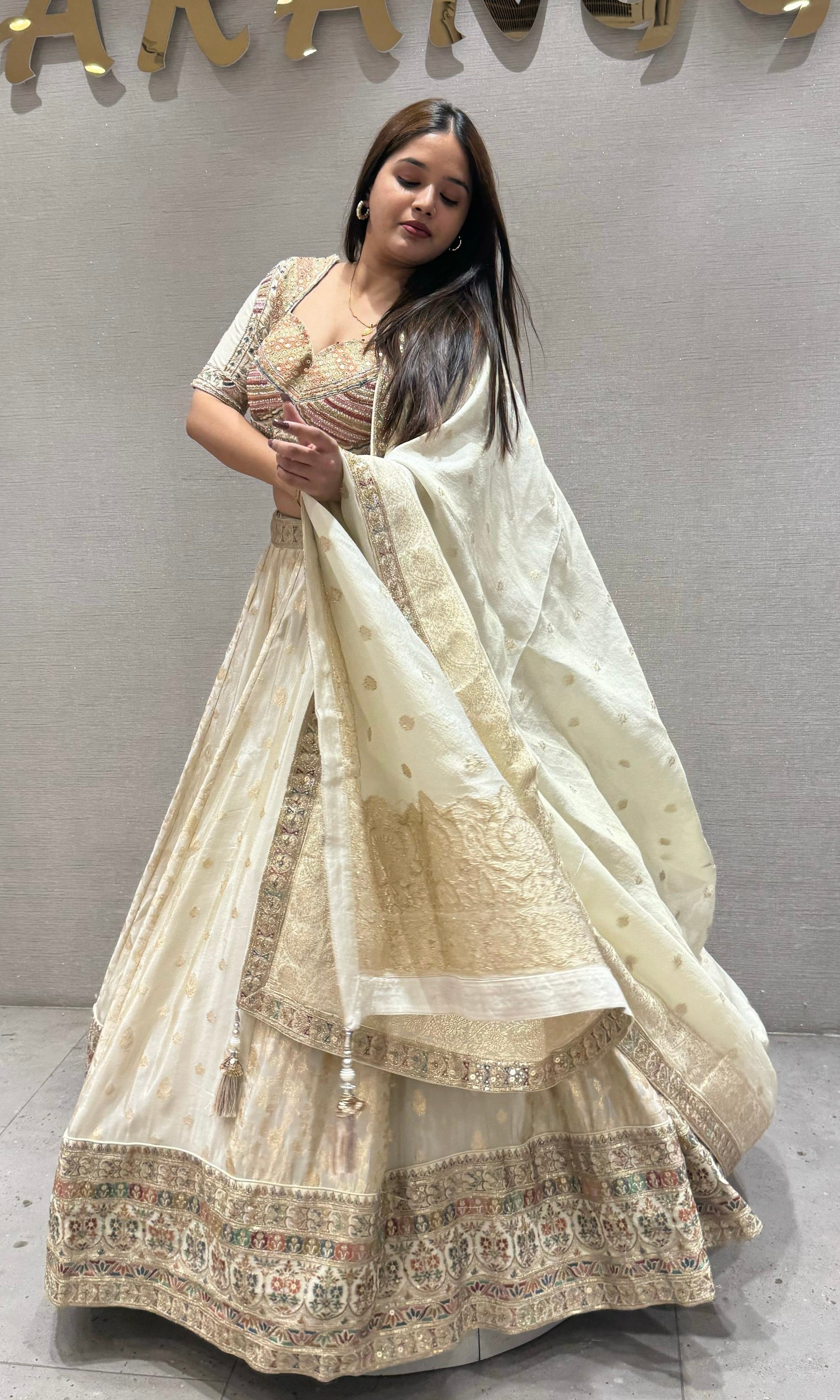 Cream Lehenga