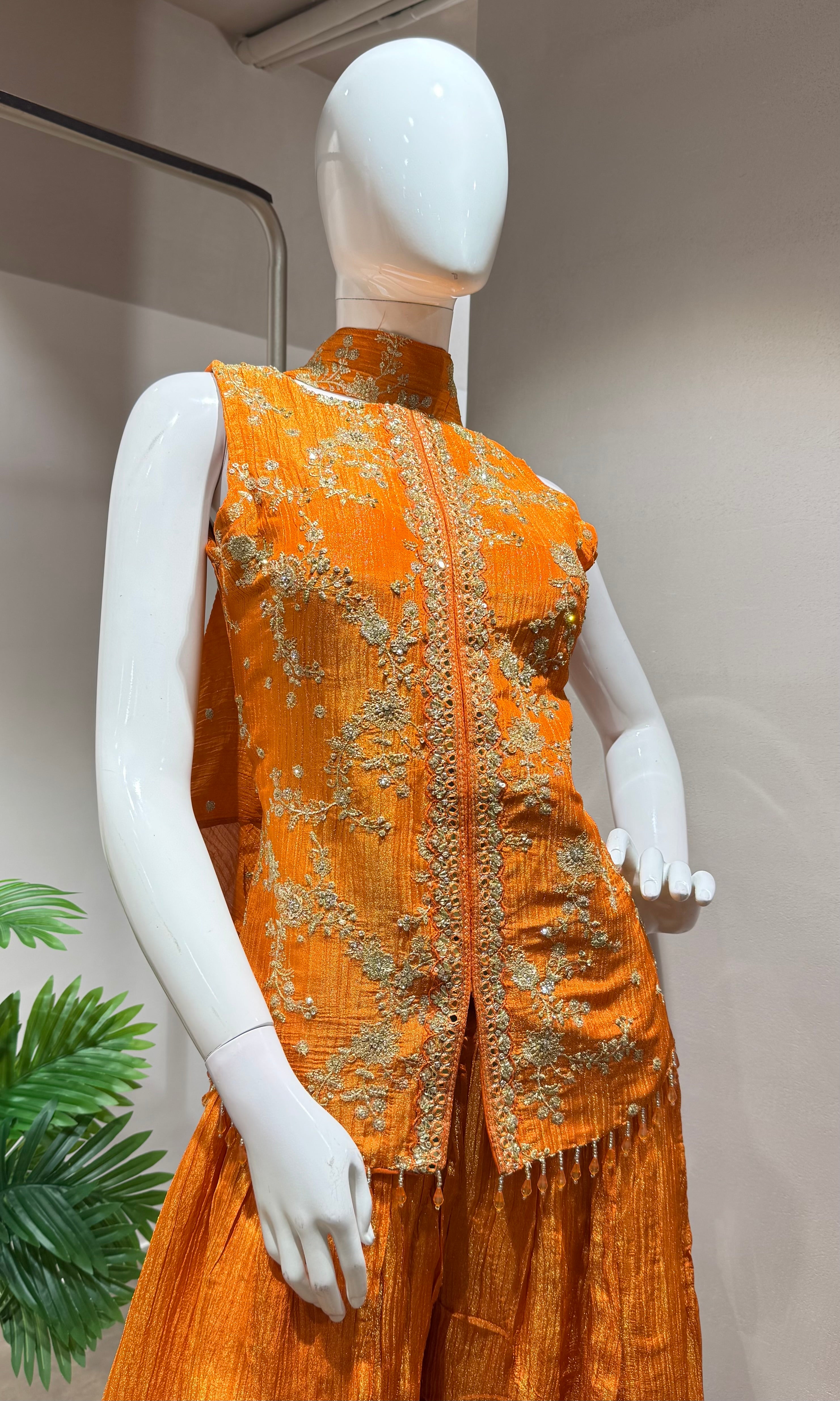 ORANGE GOLDEN ETHNIC PALAZZO SET