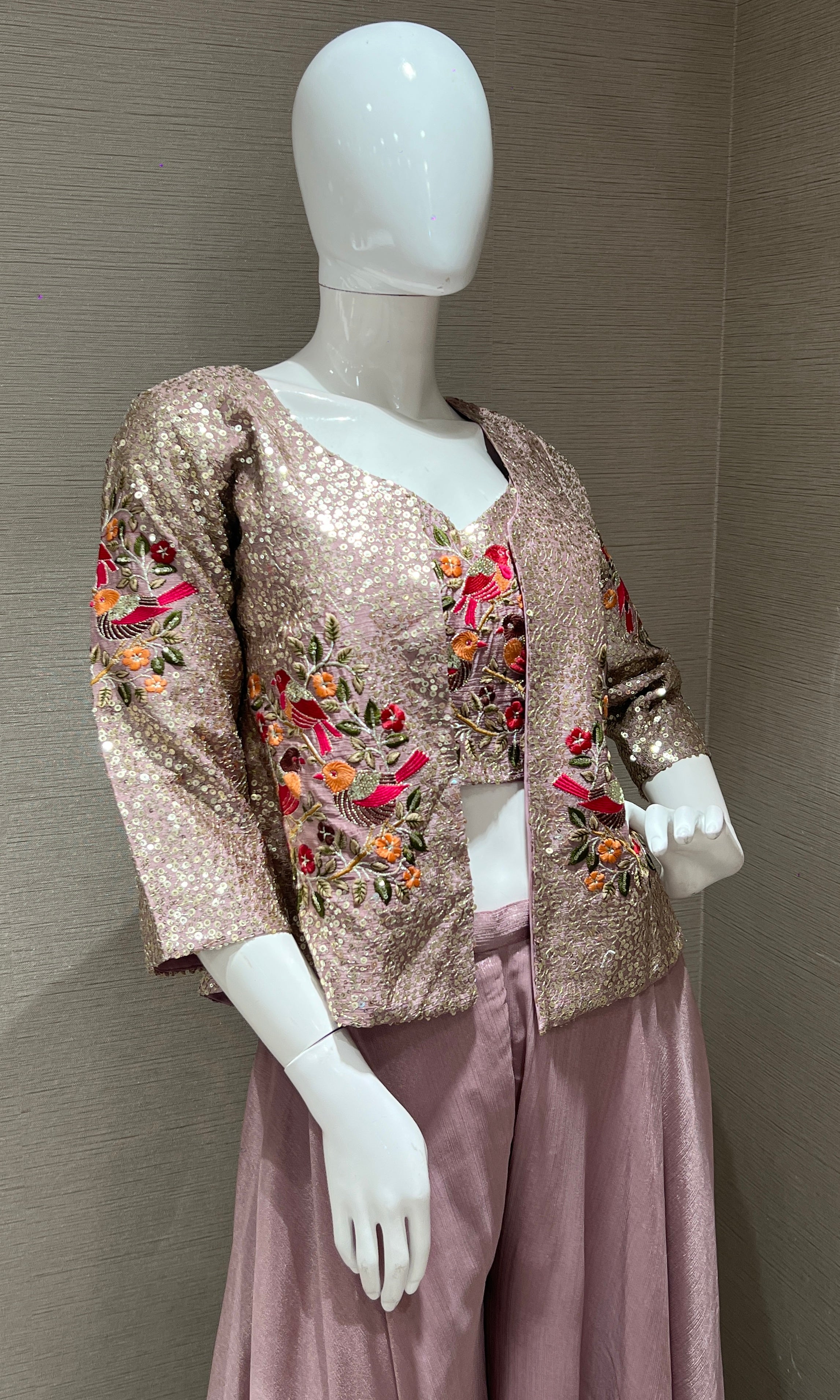 Lilac Palazzo with Embellished Jacket