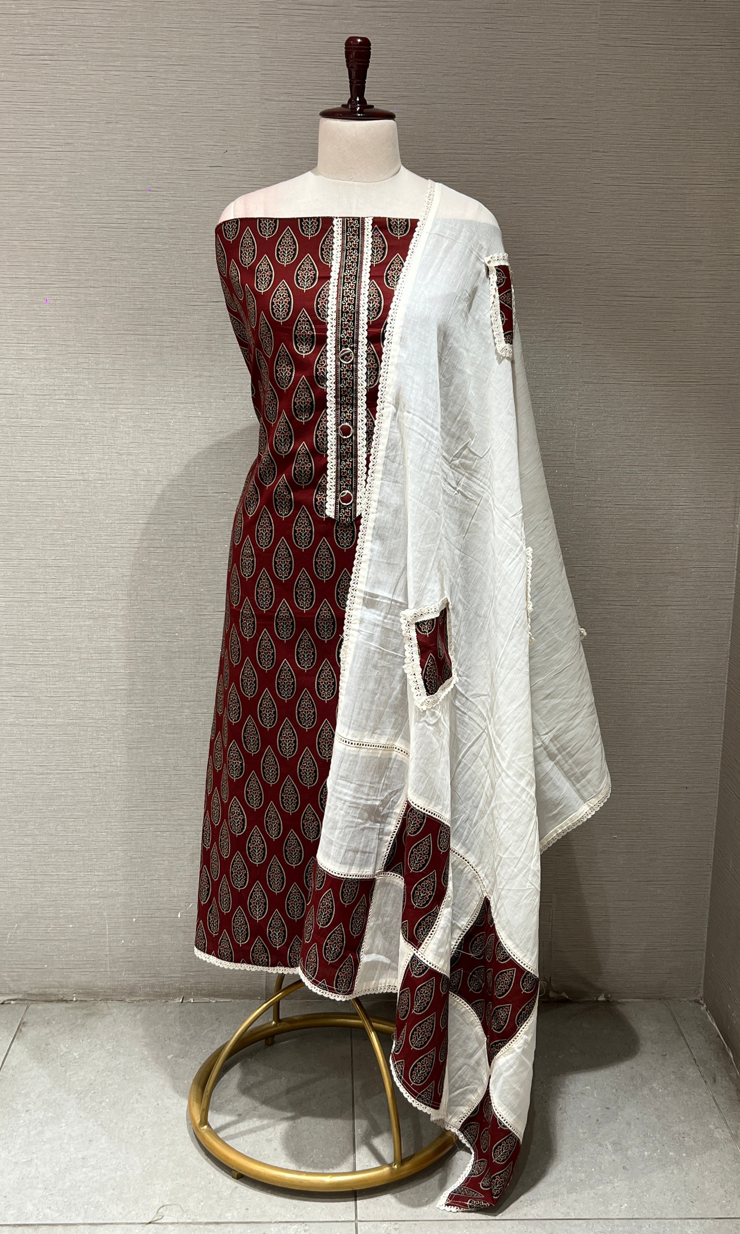 Maroon dress material