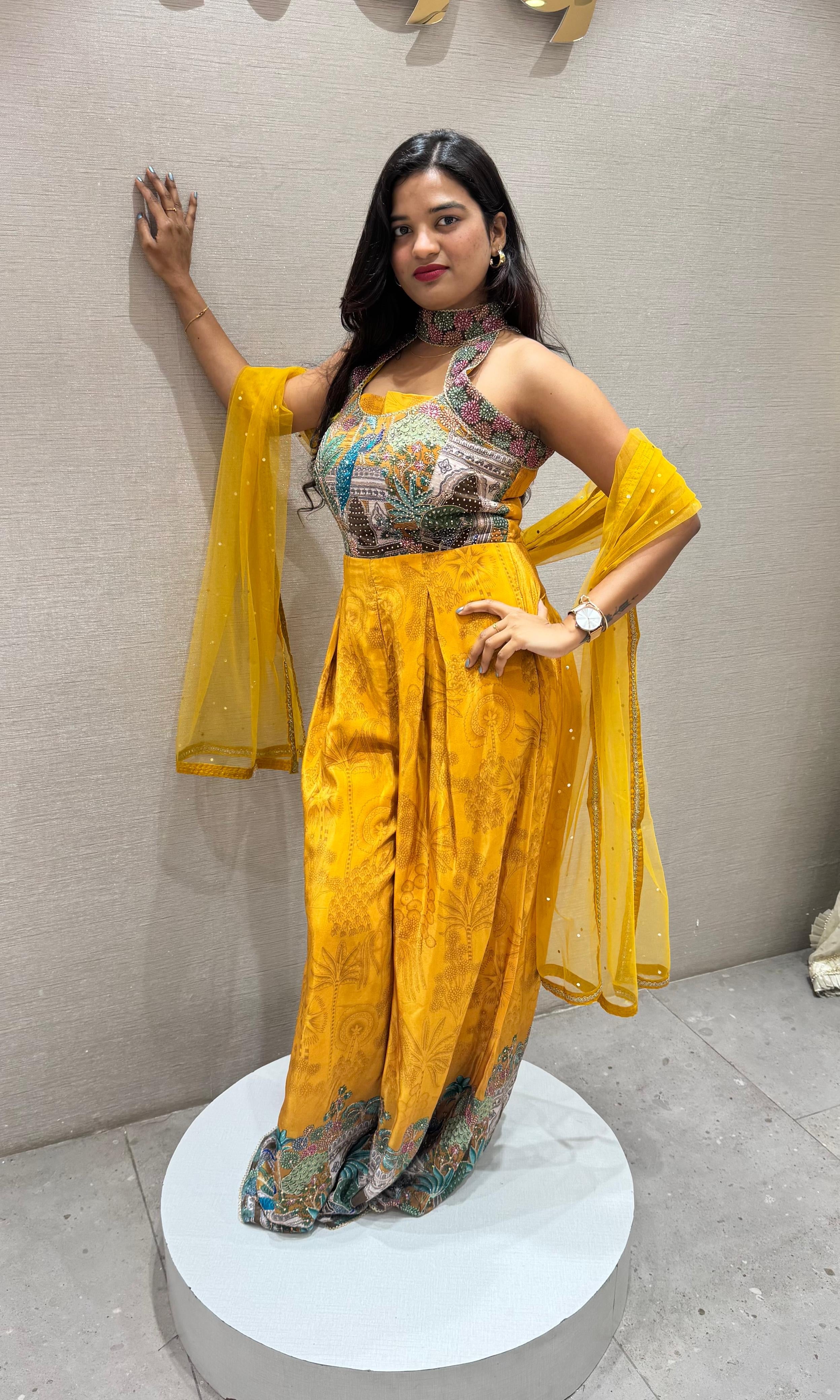 Mustard yellow PEACOCK JUMPSUIT