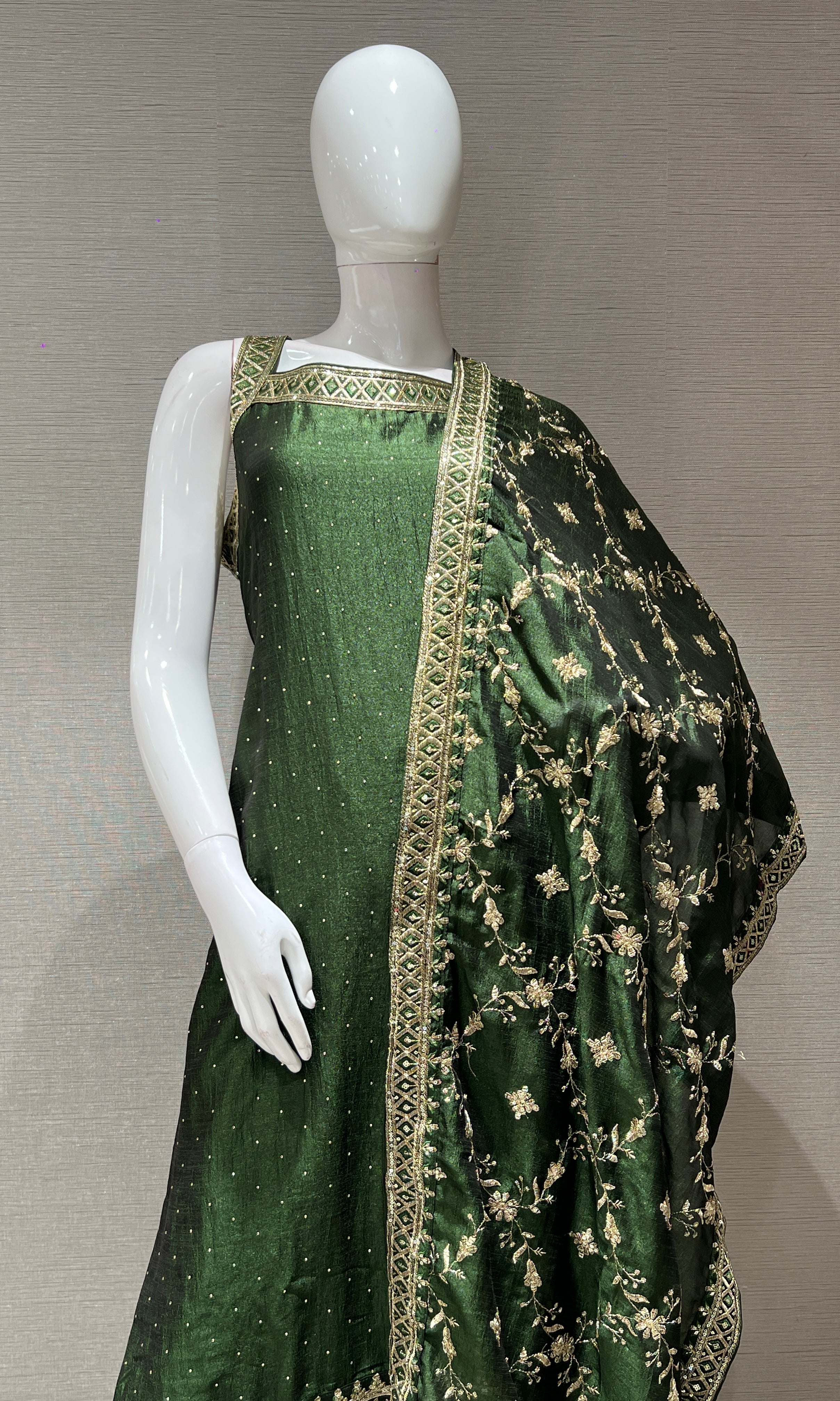GREEN GOLD ETHNIC KURTA SET