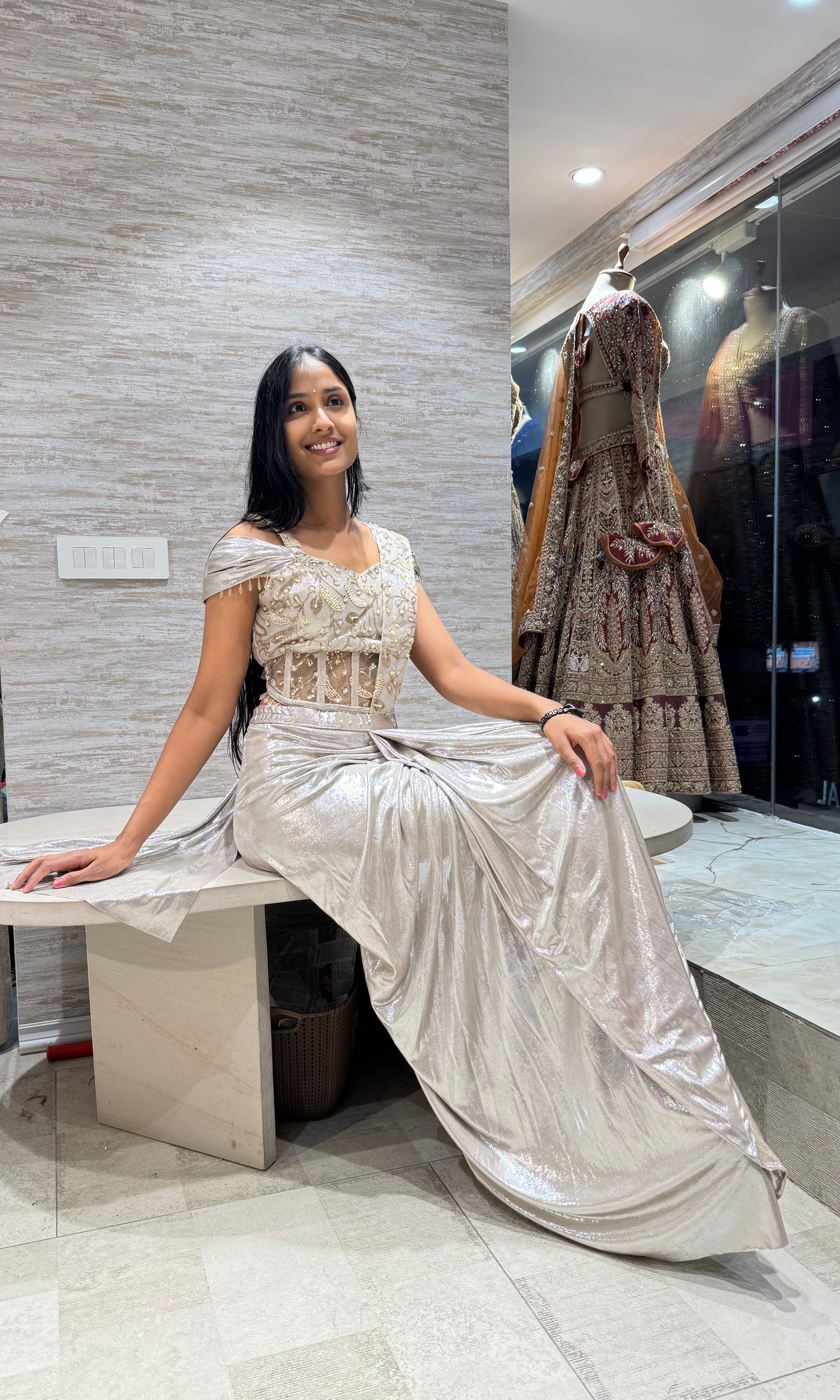 GOLD DRAPE SAREE WITH CORSET BLOUSE