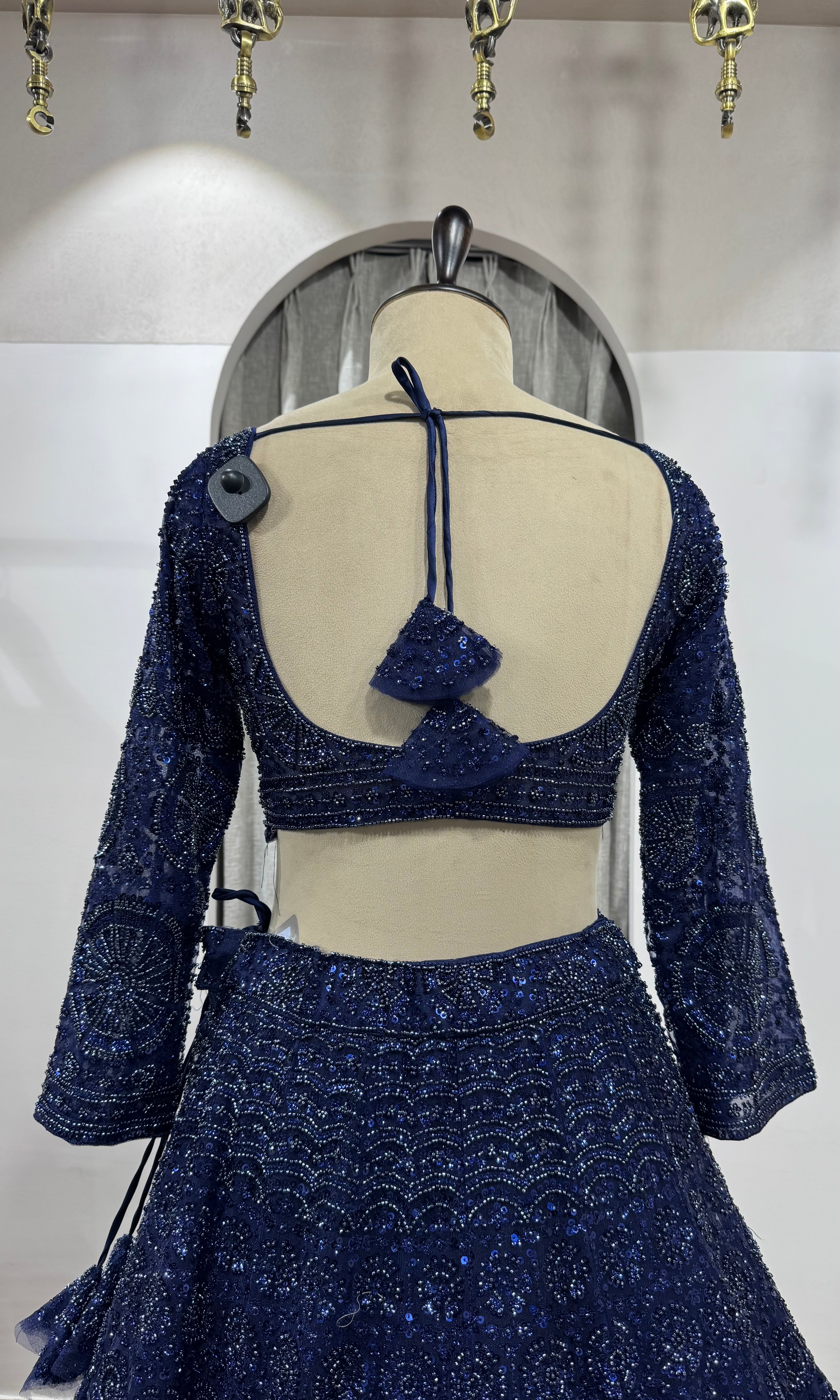 Rama blue sequin embroidered lehenga
