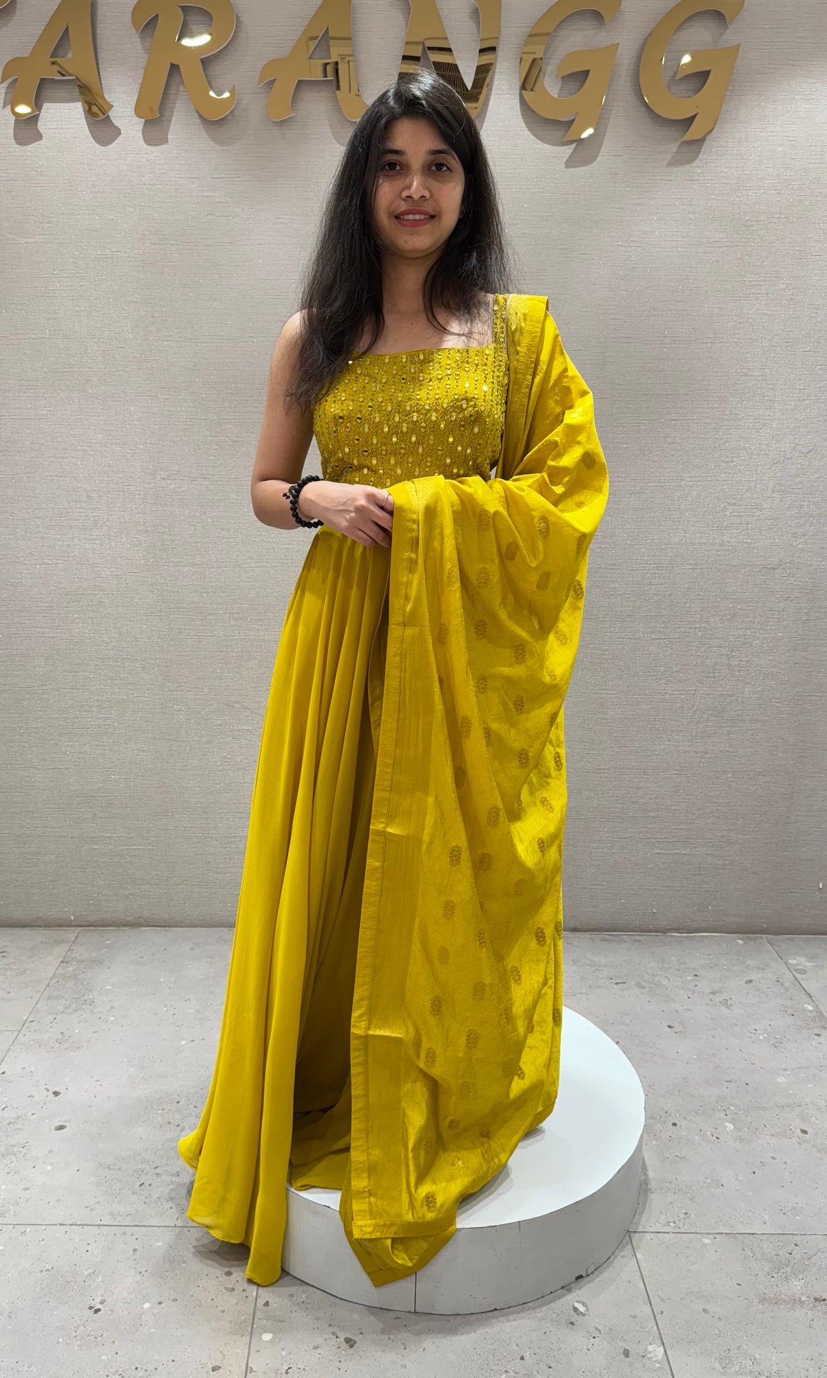 Yellow ANARKALI LONG DRESS WITH DUPATTA
