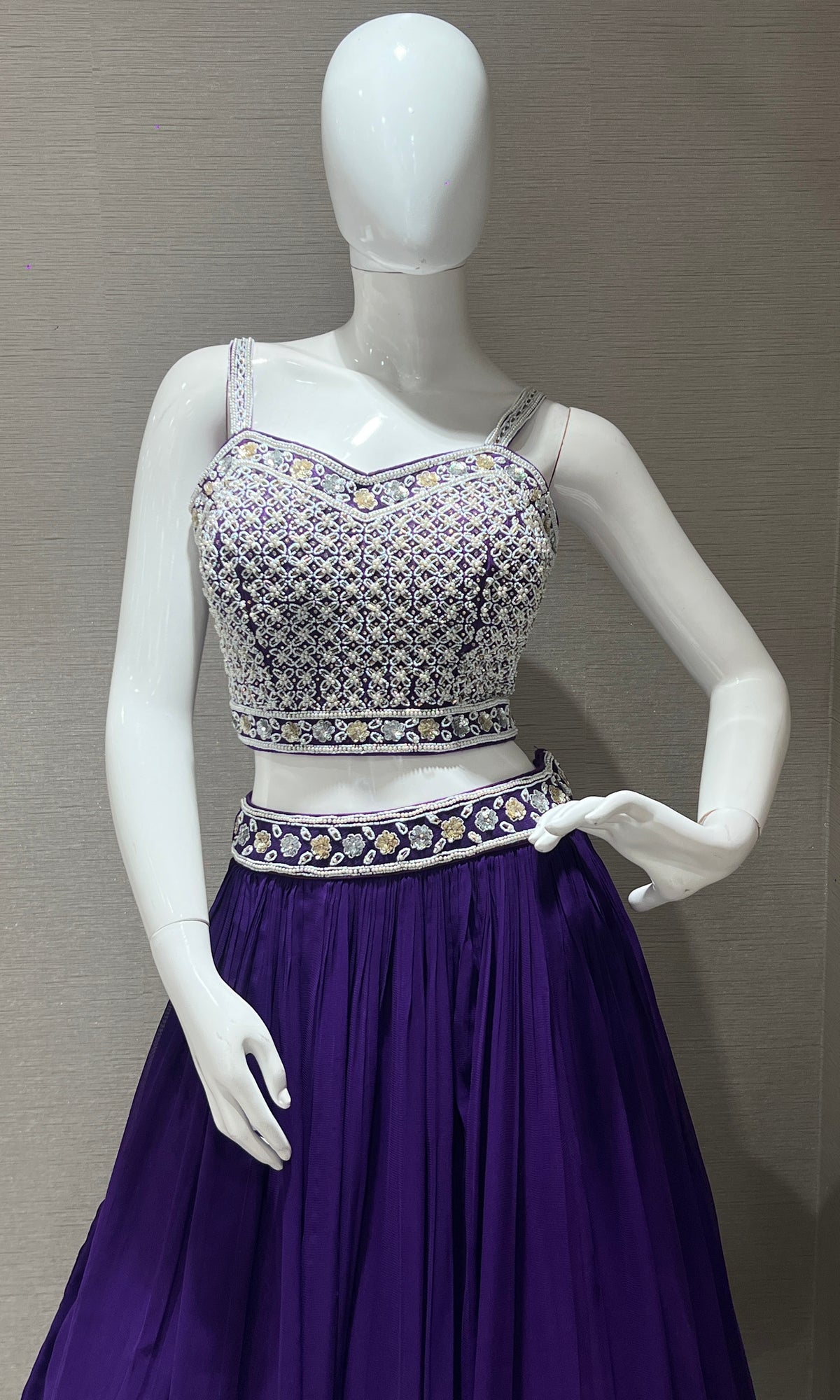 purple Lehenga with Sequin Blouse