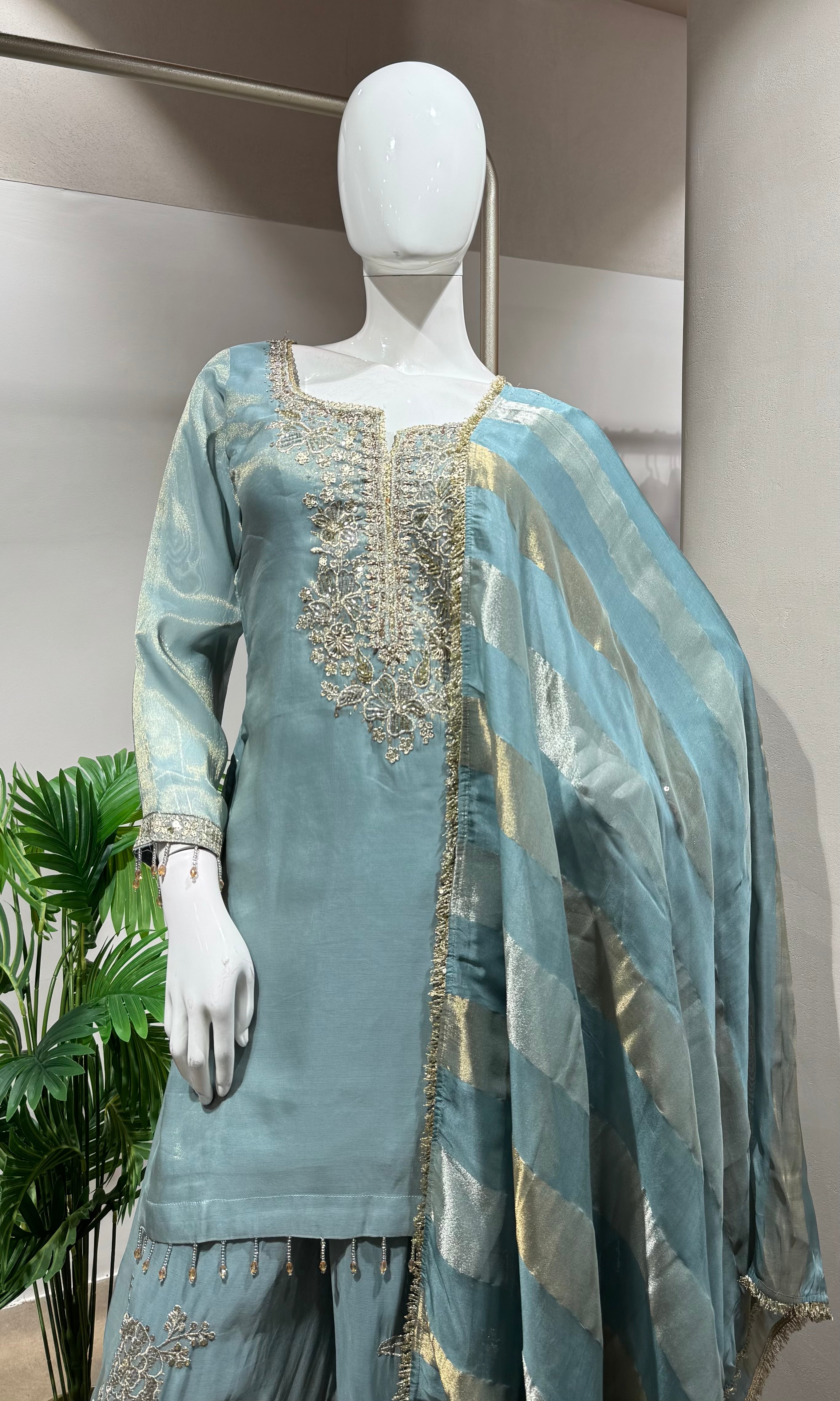 BLUE GOLDEN EMBROIDERED Sharara SET
