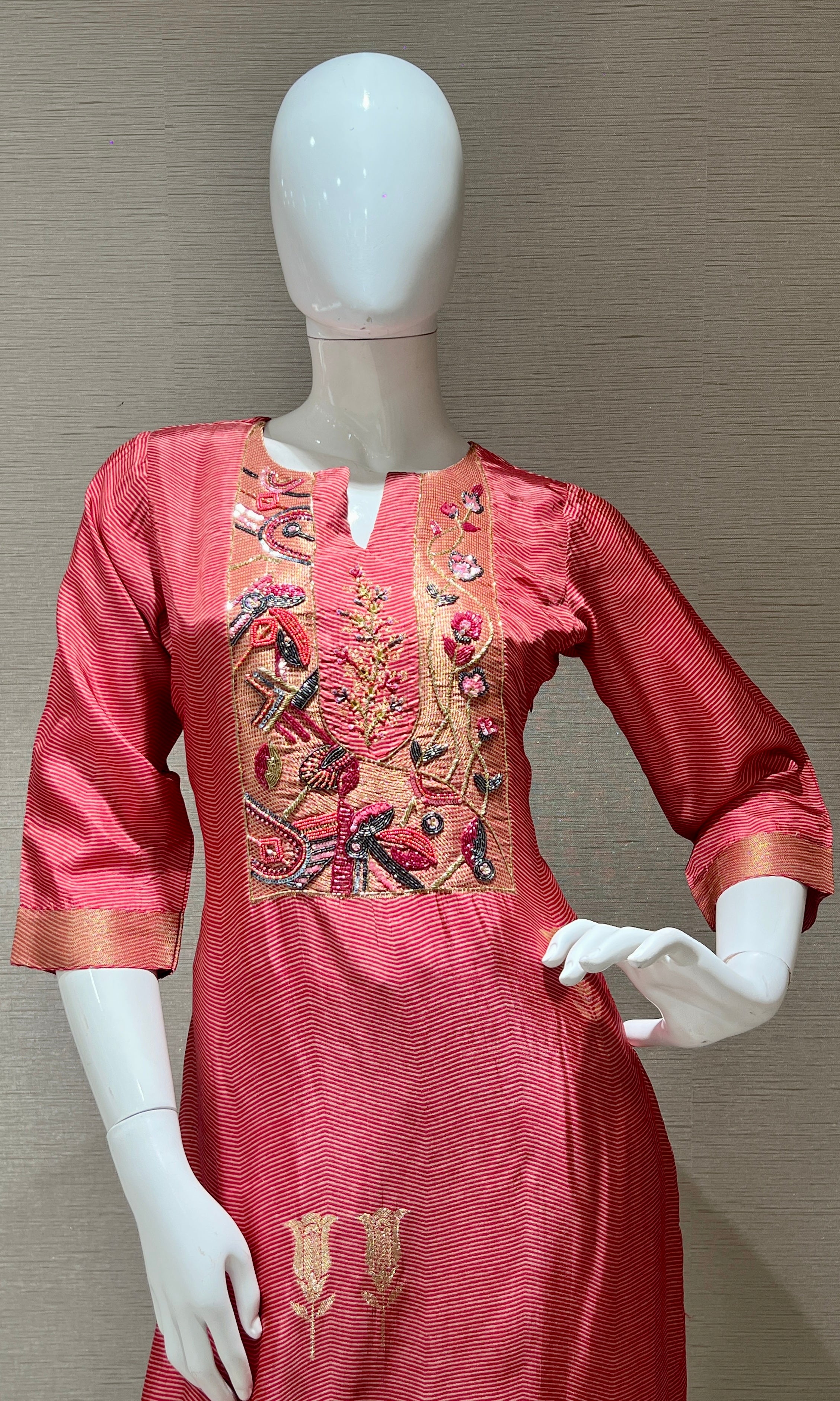 Pink and black ensemble kurta set