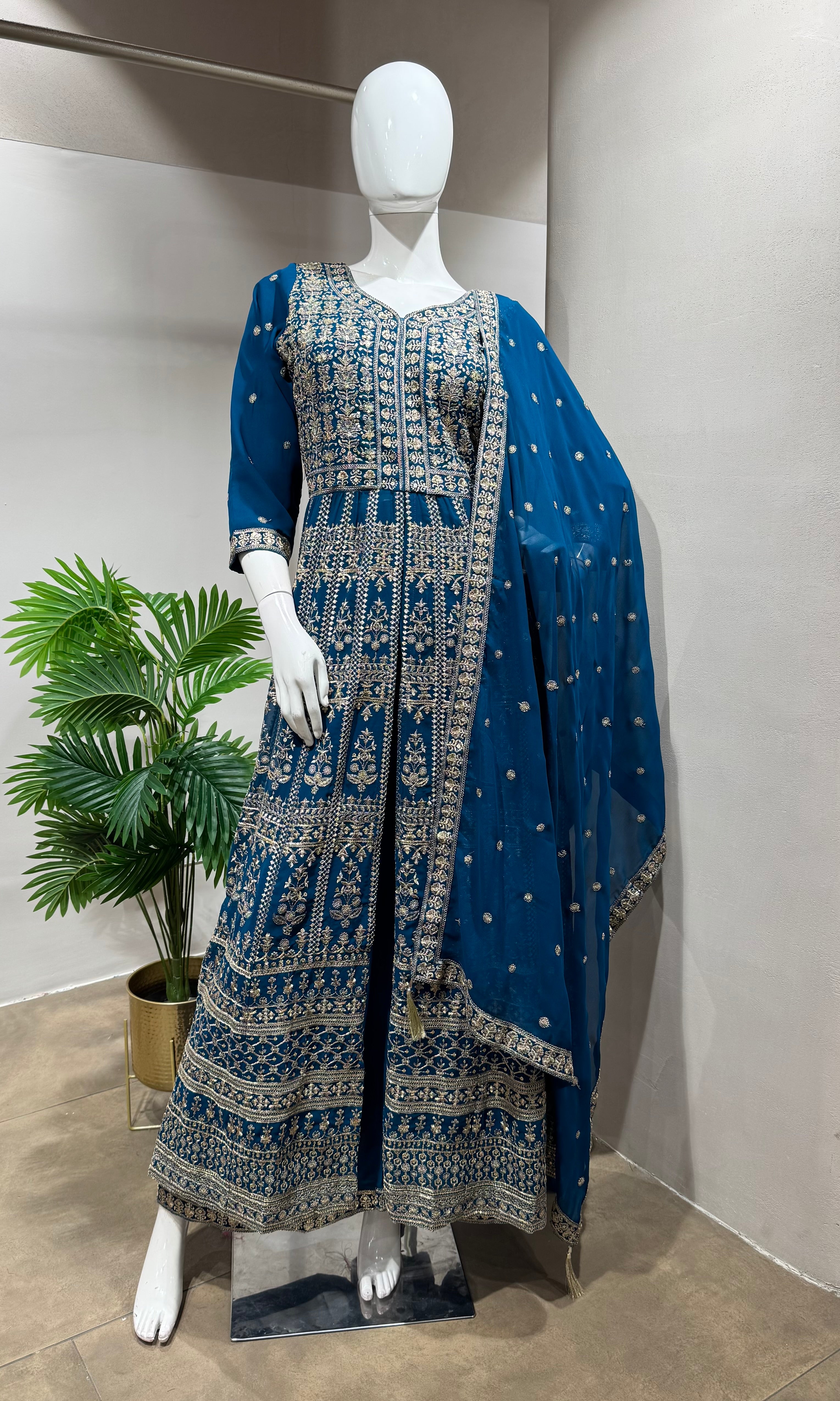 RAMA Embroidered front Slit anarkali set