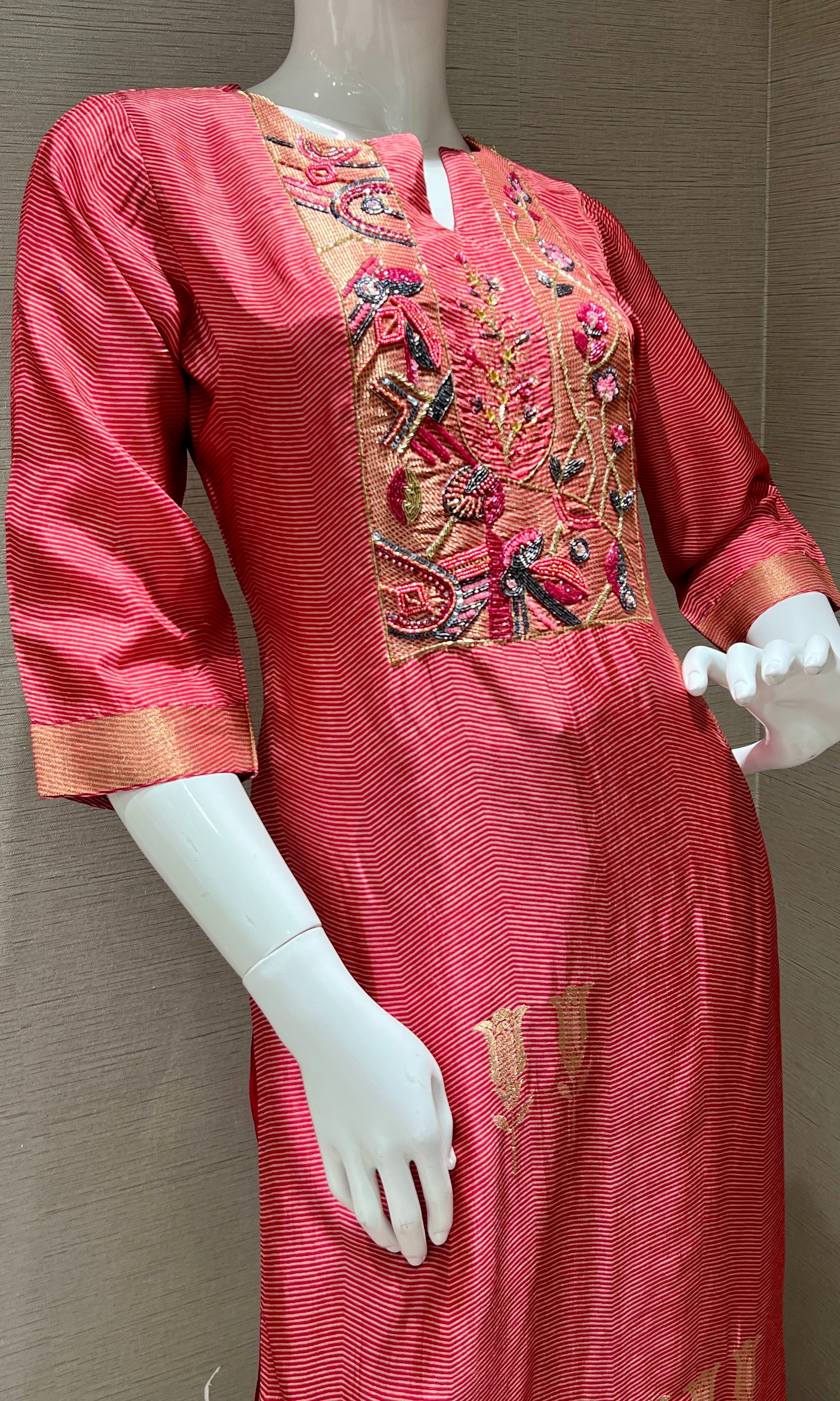 Pink and black ensemble kurta set