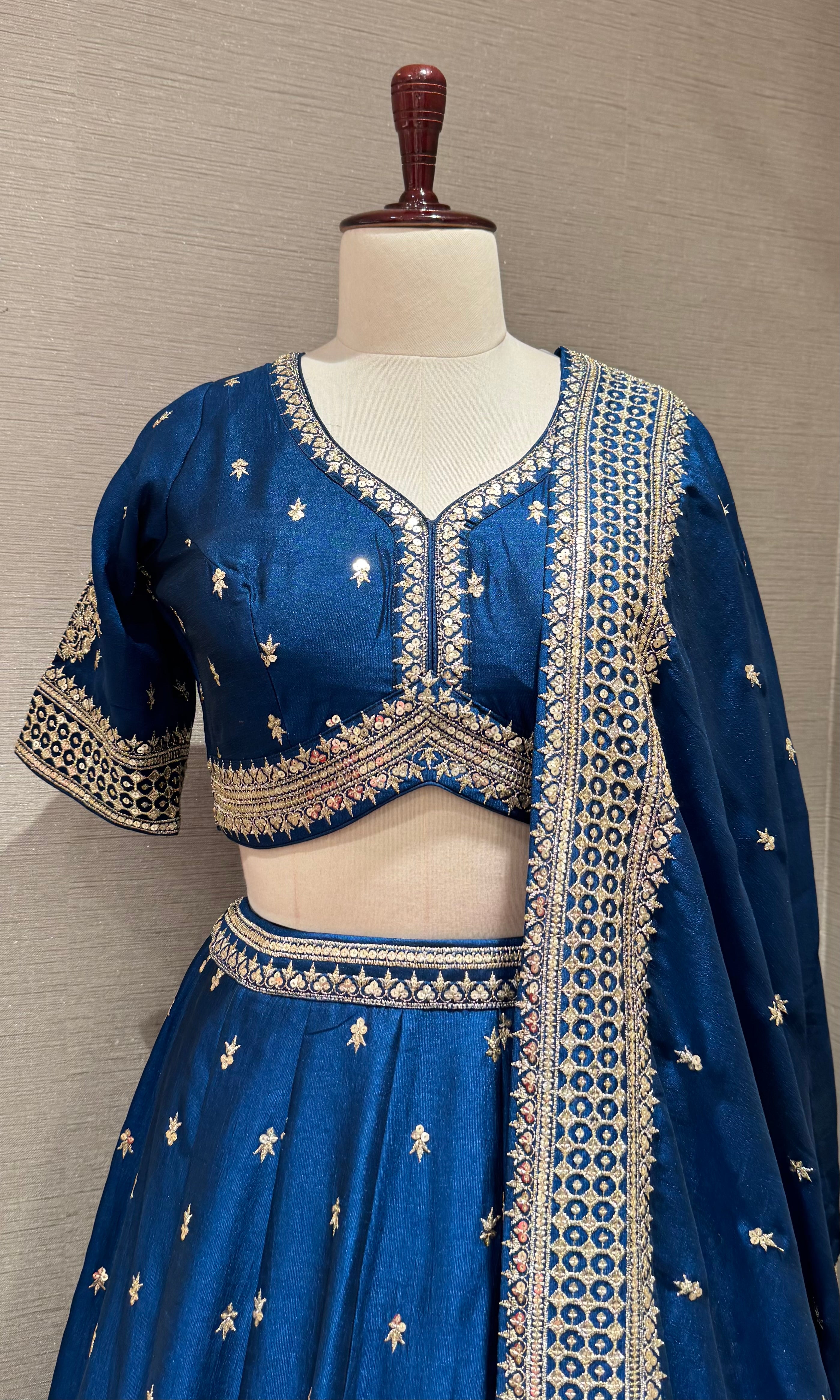 Blue Zari Embroidered Lehenga Choli