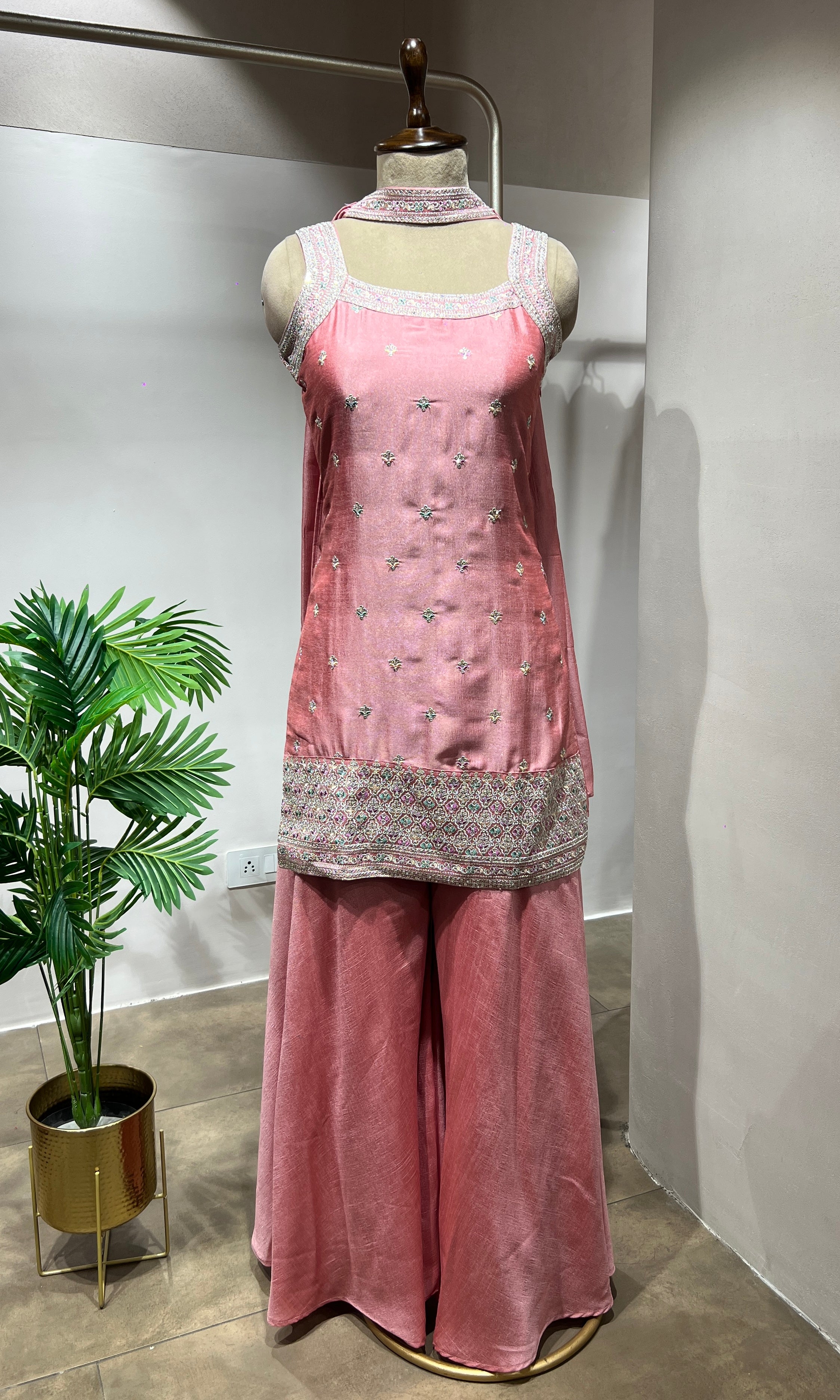 Baby pink Georgette Suit with Intricate ENSEMBEL