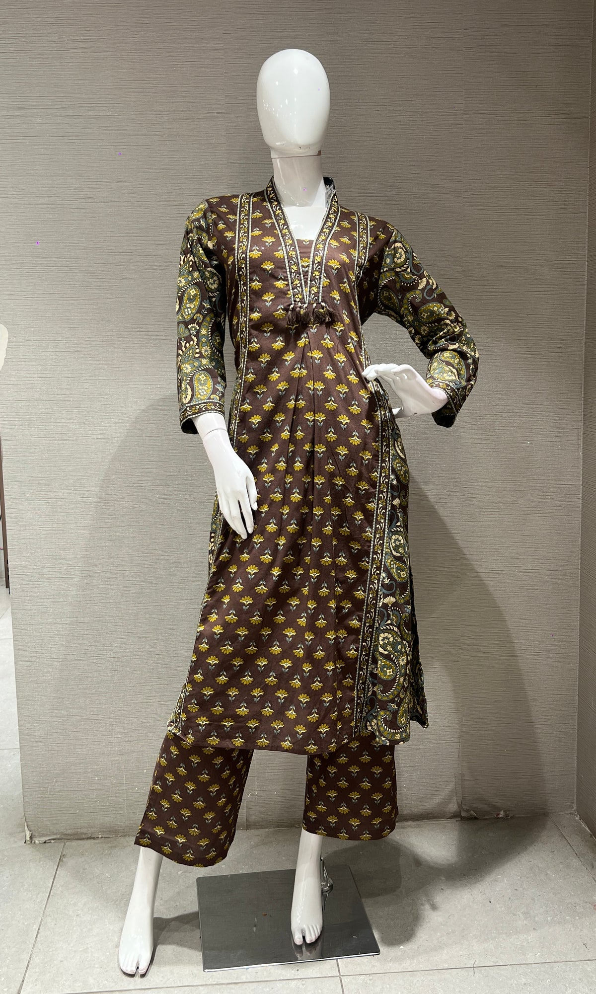 Brown A LINE KURTA SET